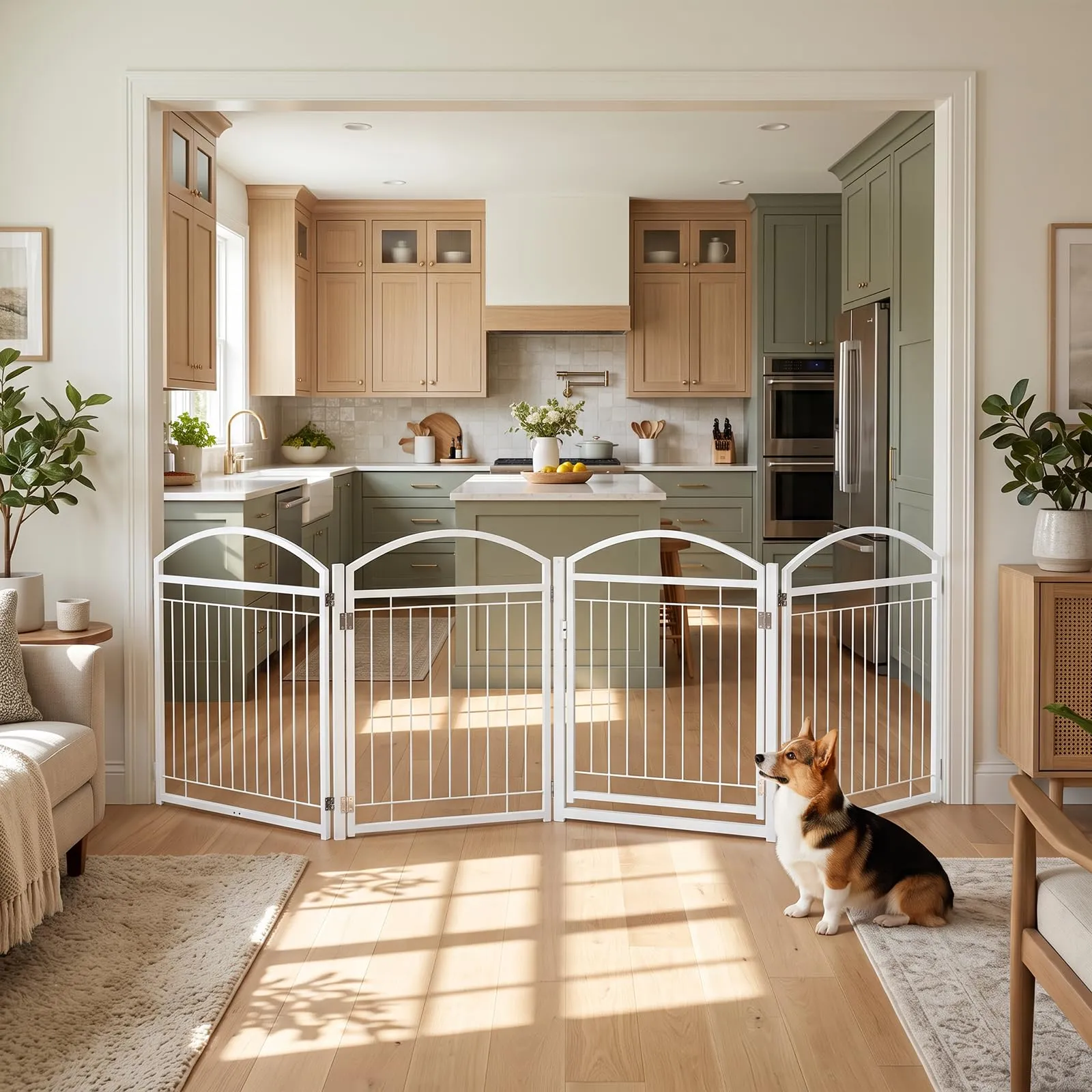 COSTWAY Recinto per Cani da Interno ed Esterno con 4 Pannelli (Bianco) - immagine 9