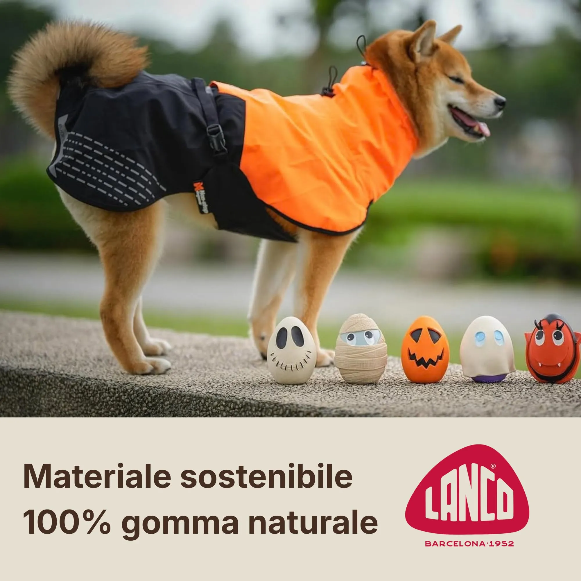 Lanco Uovo Dracula, Gioco Cane Caucciù Naturale con Suono - immagine 2