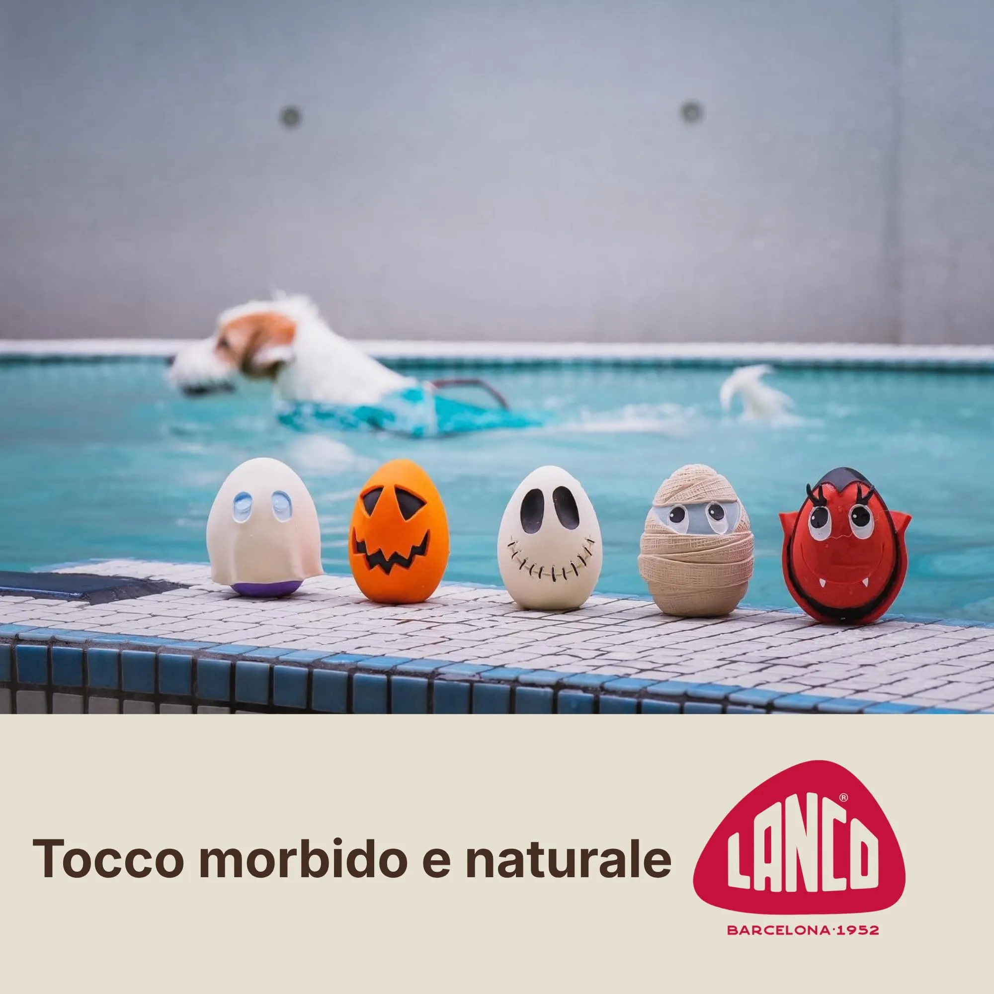 Lanco Uovo Dracula, Gioco Cane Caucciù Naturale con Suono - immagine 4