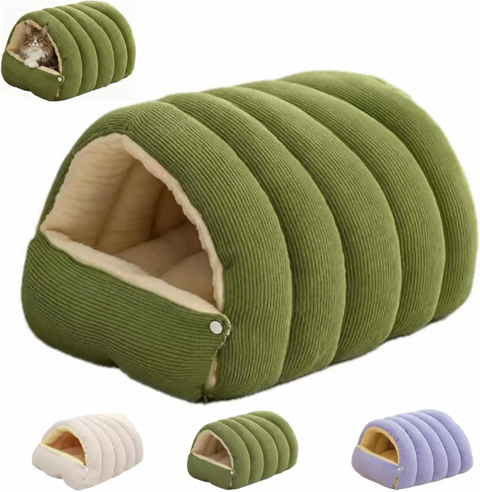 Cuccia a Igloo per Cani, Cuccia Grotta per Gatto (Verde,M) - immagine 1