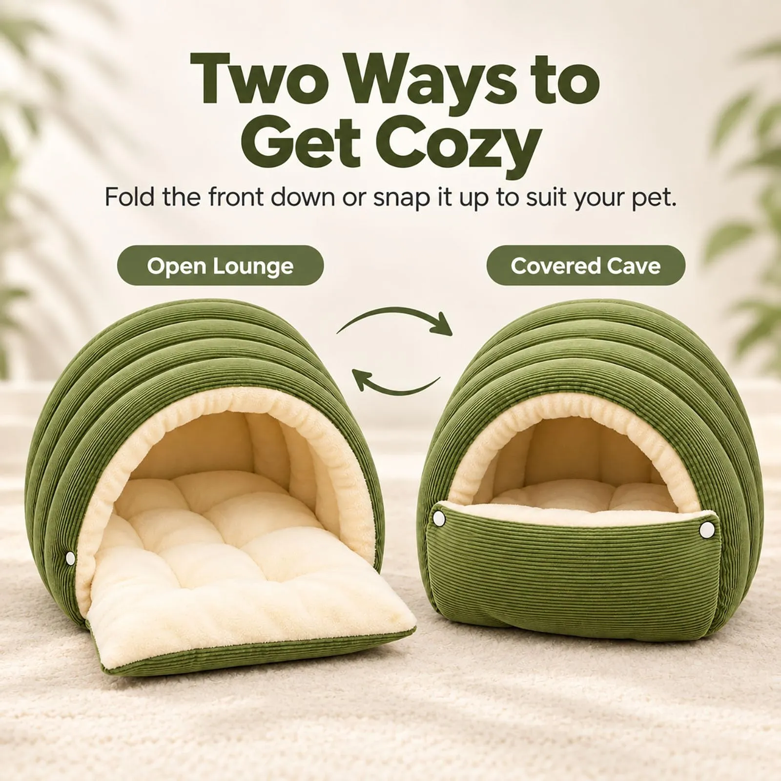 Cuccia a Igloo per Cani, Cuccia Grotta per Gatto (Verde,M) - immagine 3