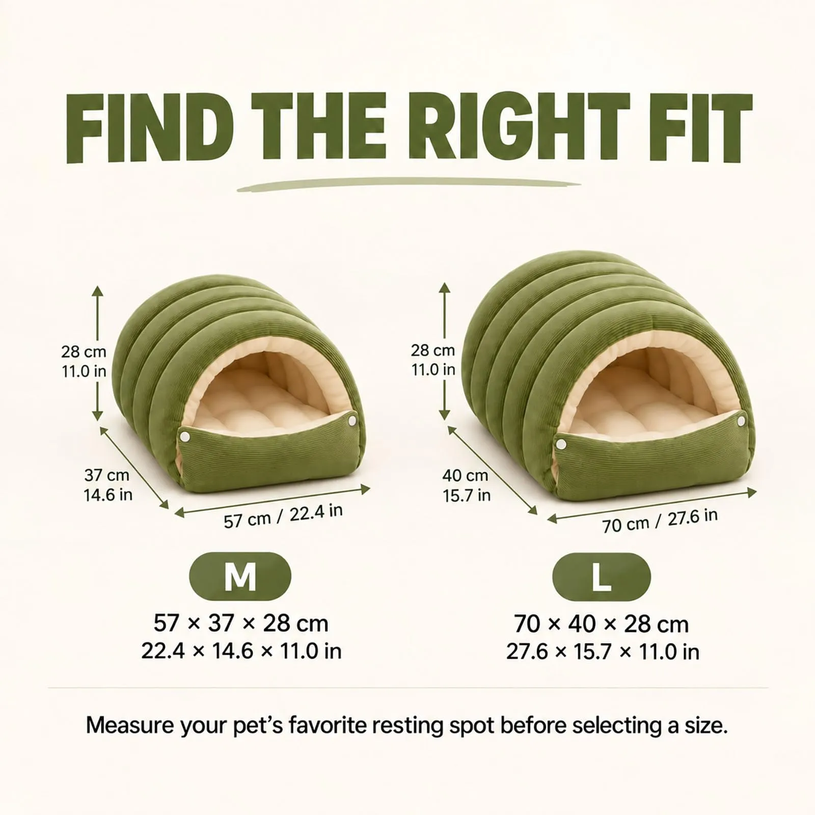 Cuccia a Igloo per Cani, Cuccia Grotta per Gatto (Verde,M) - immagine 7
