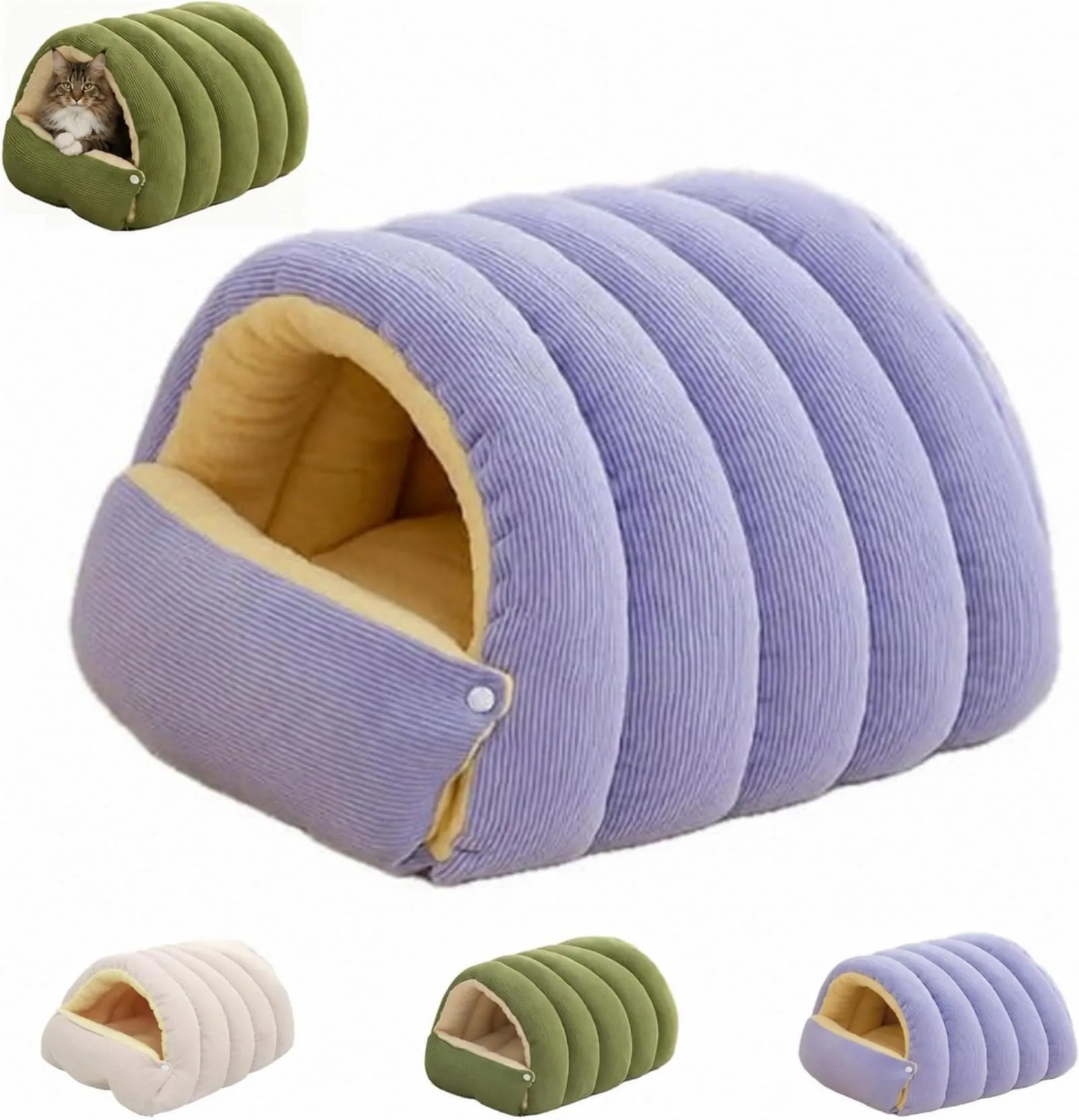 Cuccia a Igloo per Cani, Cuccia Grotta per Gatto (Viola,L) - immagine 1