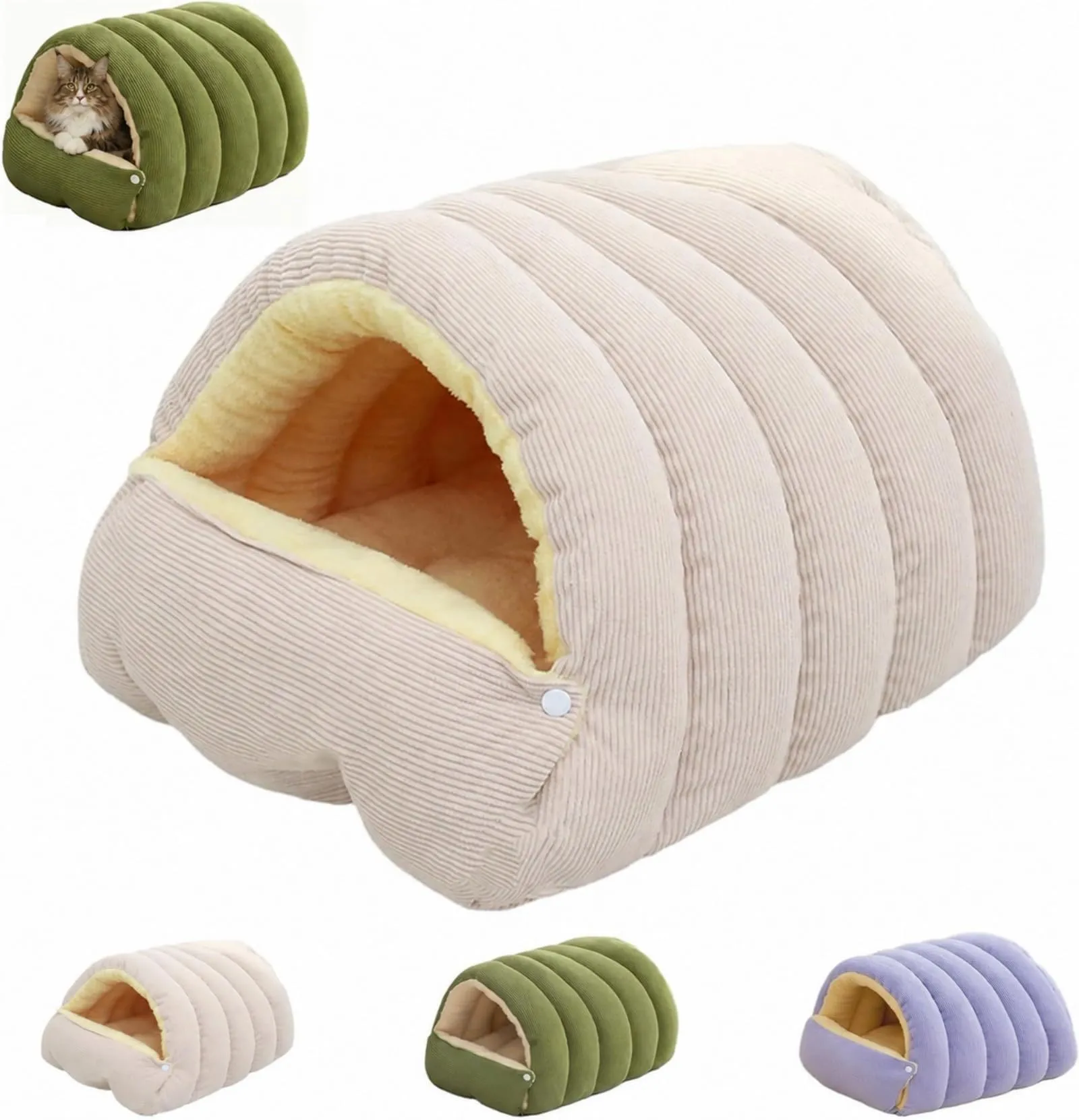Cuccia a Igloo per Cani, Cuccia Grotta per Gatto (Bianco,L) - immagine 1