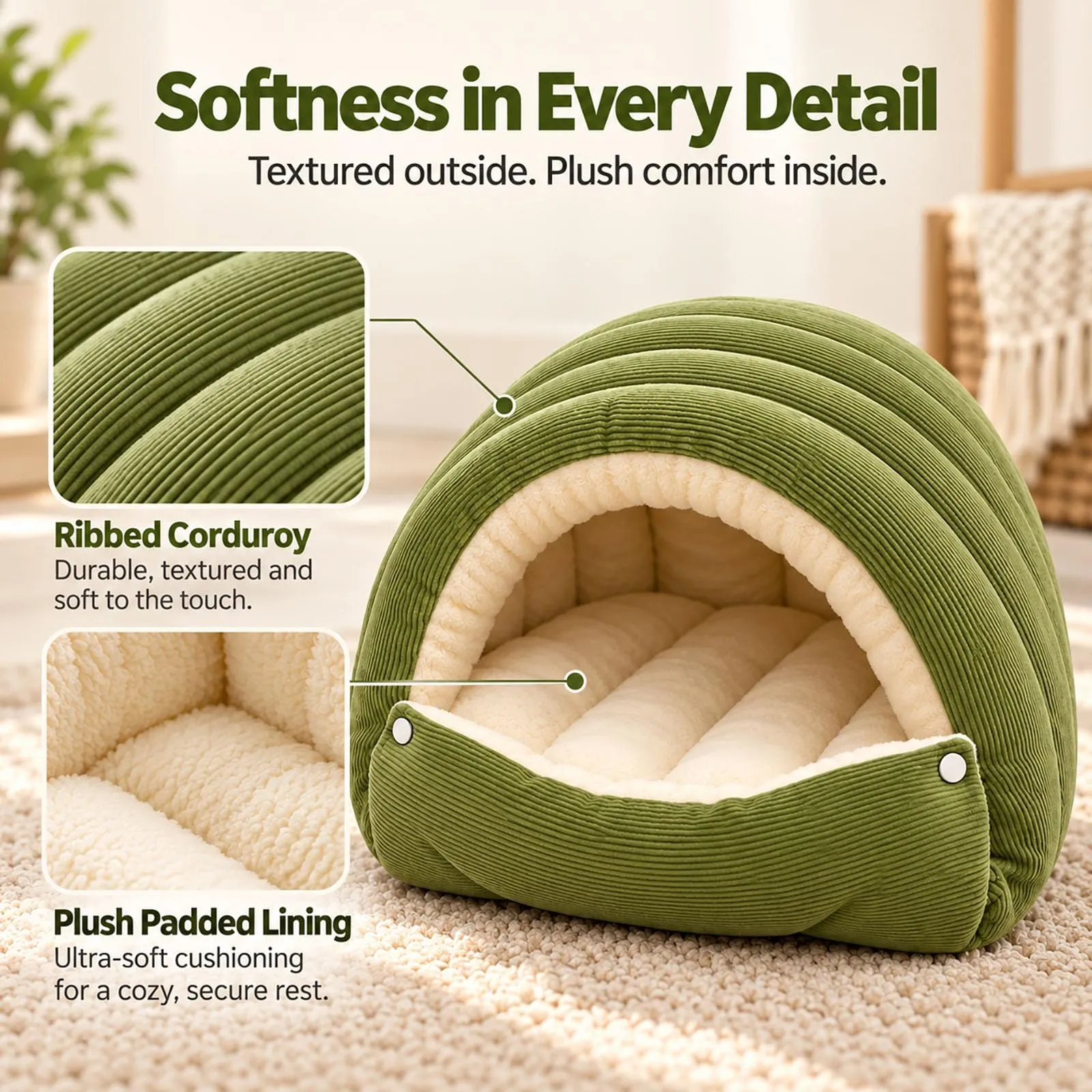 Cuccia a Igloo per Cani, Cuccia Grotta per Gatto (Bianco,L) - immagine 5