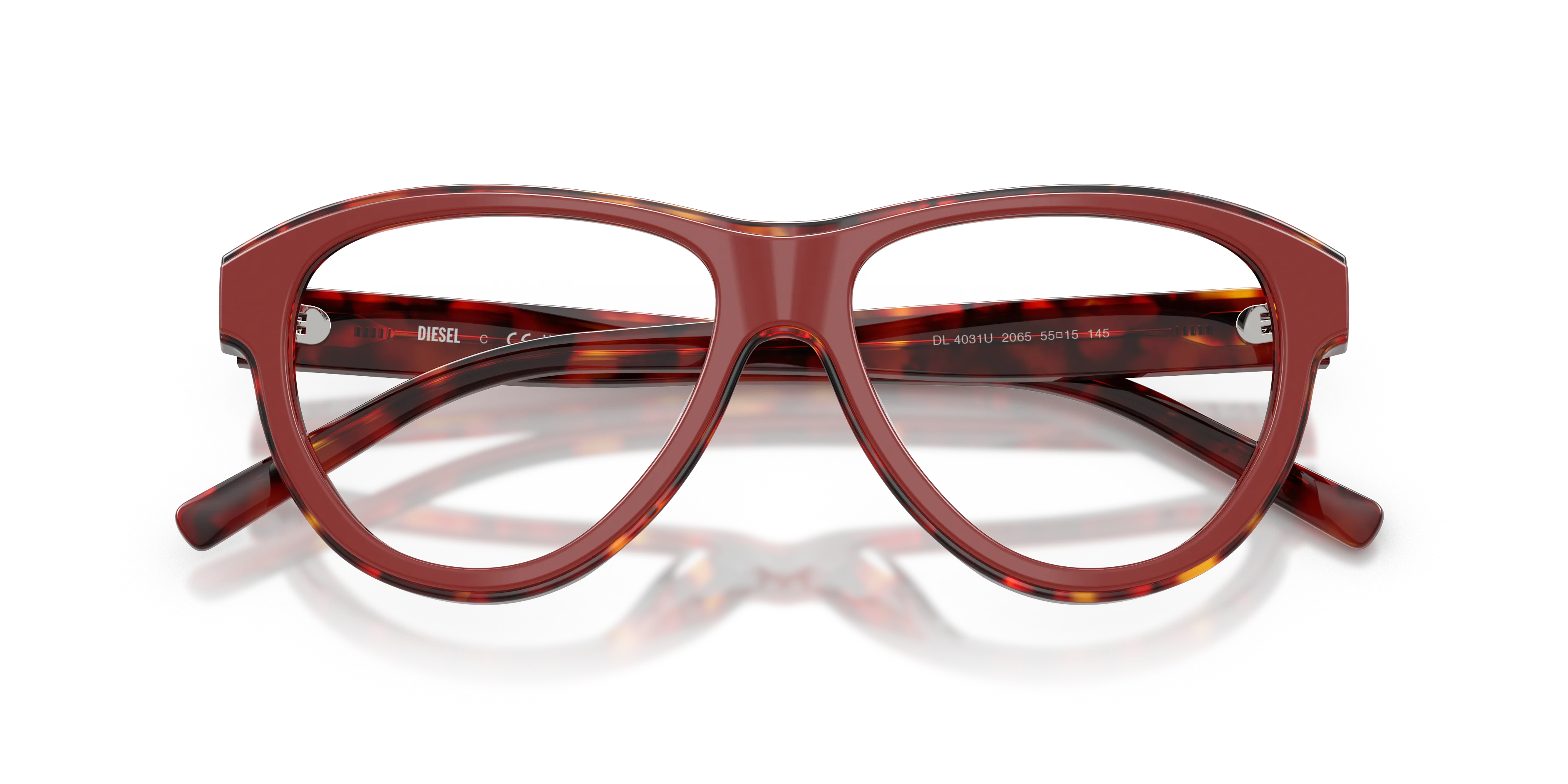 DIESEL DL4031U 2065 Montature da vista Acetato Rosso Trasparente Pilot Normale - immagine 2