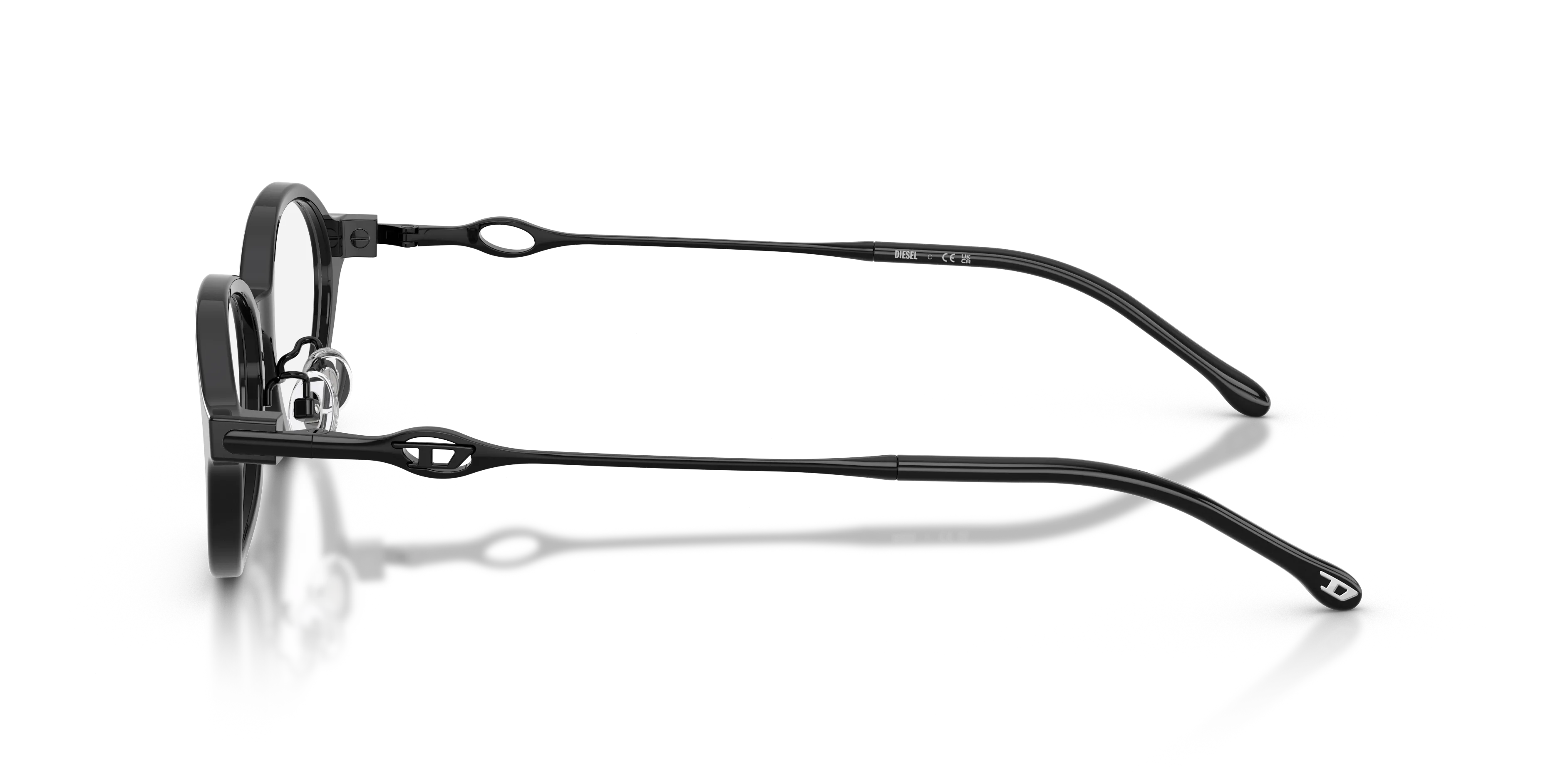 DIESEL DL4030D 2001 Montature da vista Acetato Nero Trasparente Rotonda Normale - immagine 4