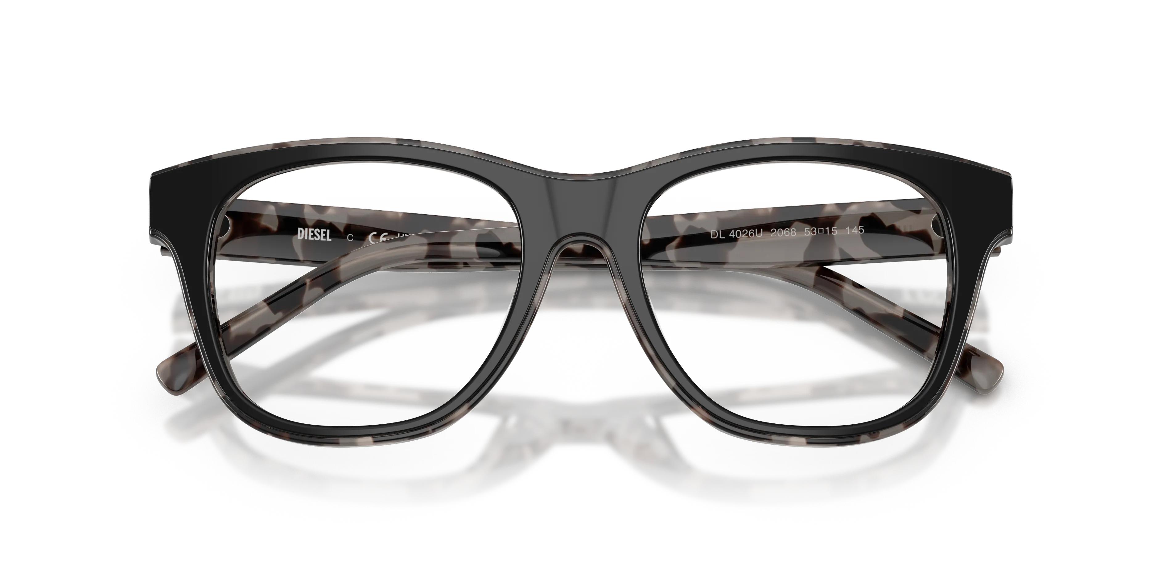 DIESEL DL4026U 2068 Montature da vista Acetato Nero Trasparente Squadrata Normale - immagine 2
