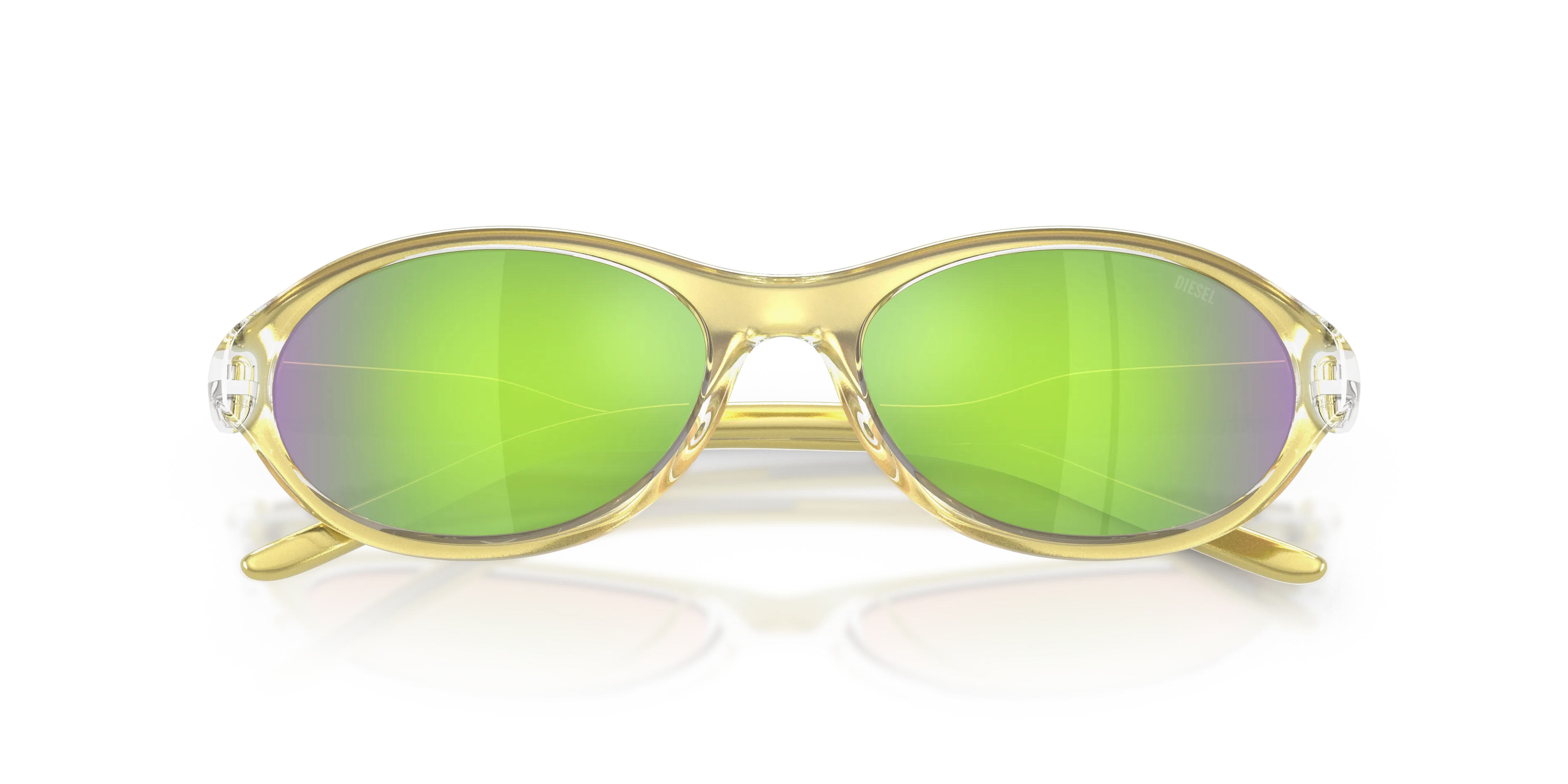 DIESEL DL3024U 20588N Occhiali da sole Iniettato Verde Verde Rotonda Specchiate - immagine 2