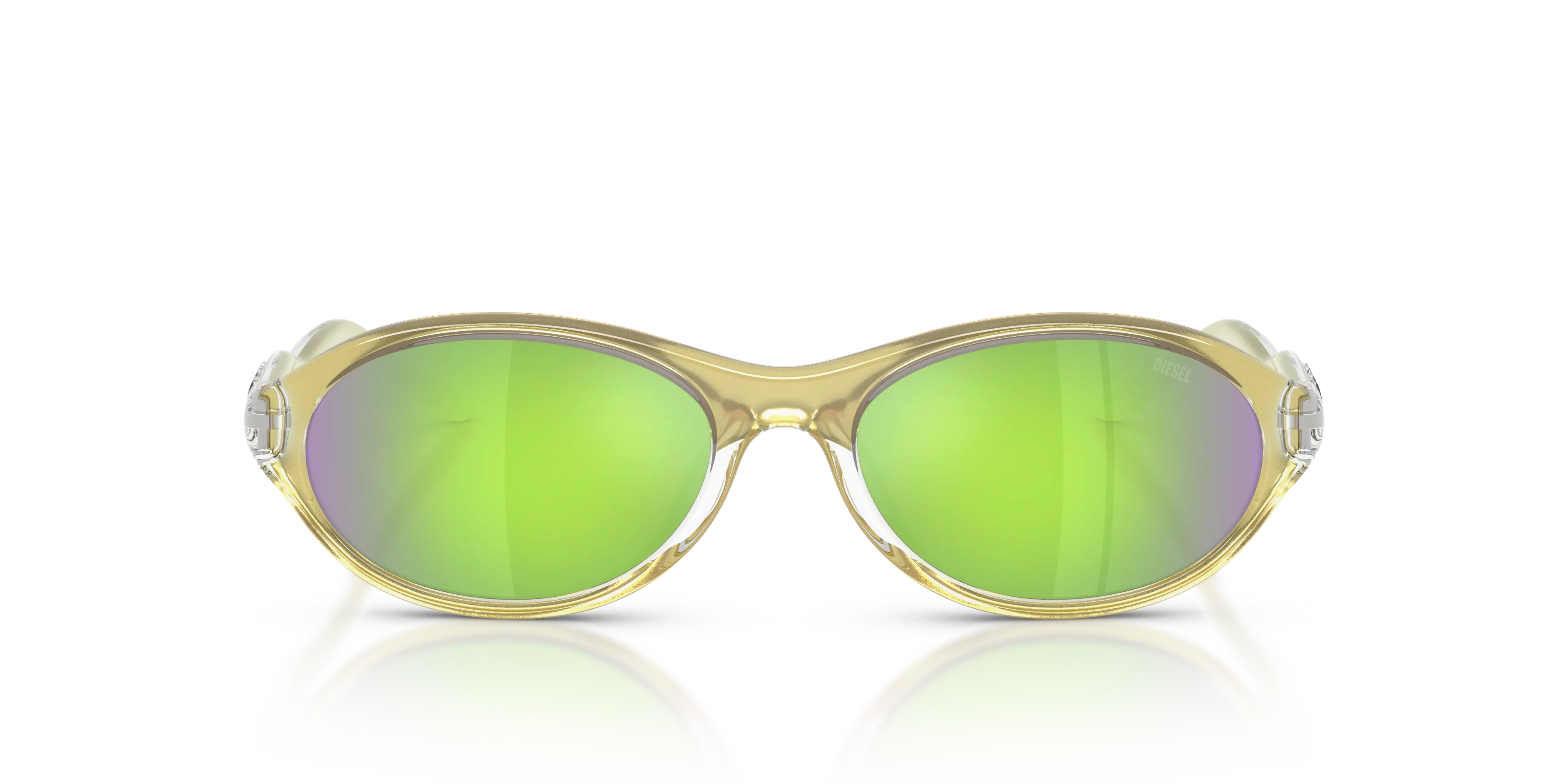 DIESEL DL3024U 20588N Occhiali da sole Iniettato Verde Verde Rotonda Specchiate - immagine 3