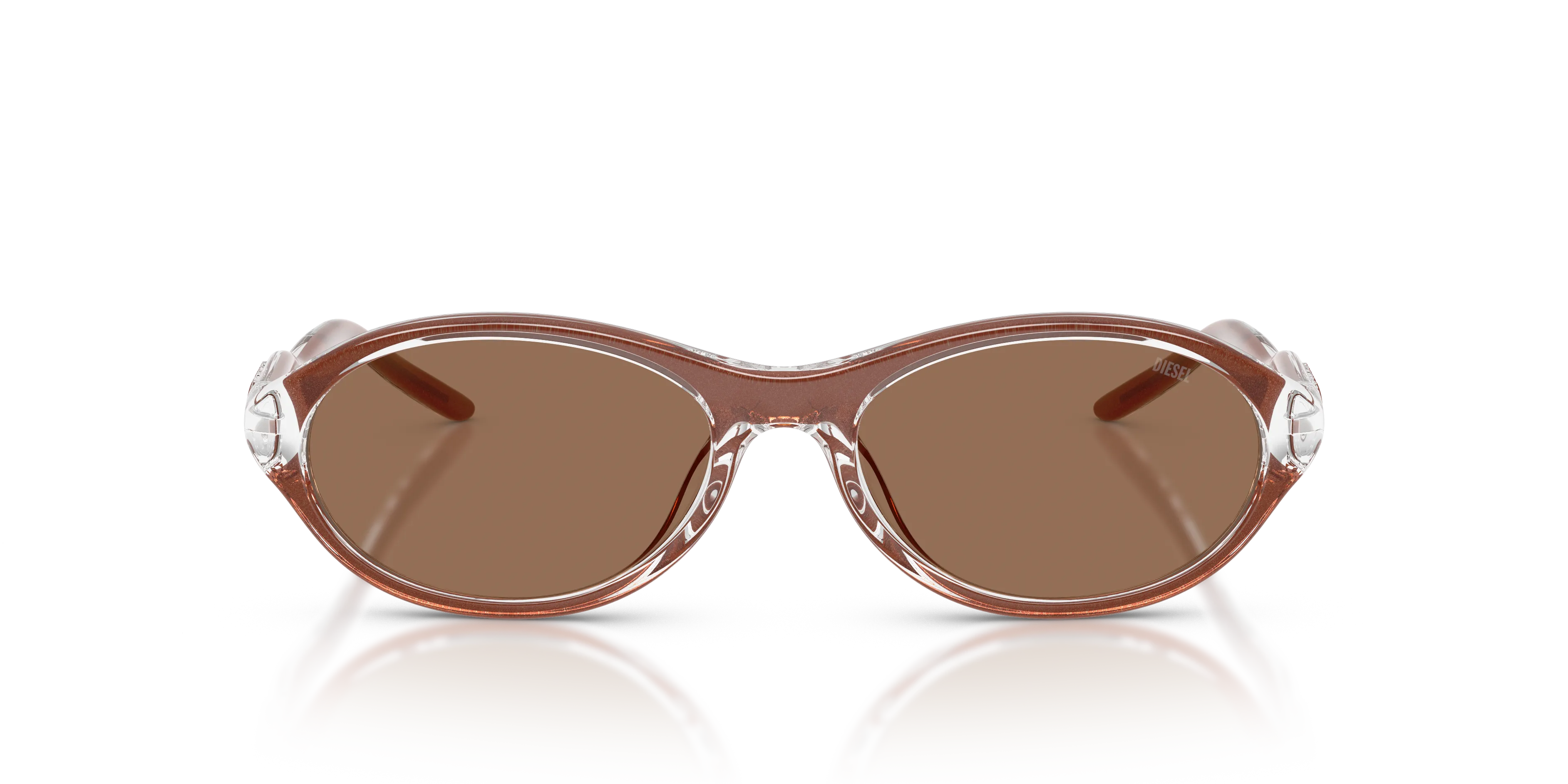 DIESEL DL3024U 203375 Occhiali da sole Iniettato Marrone Marrone Rotonda Normale - immagine 3