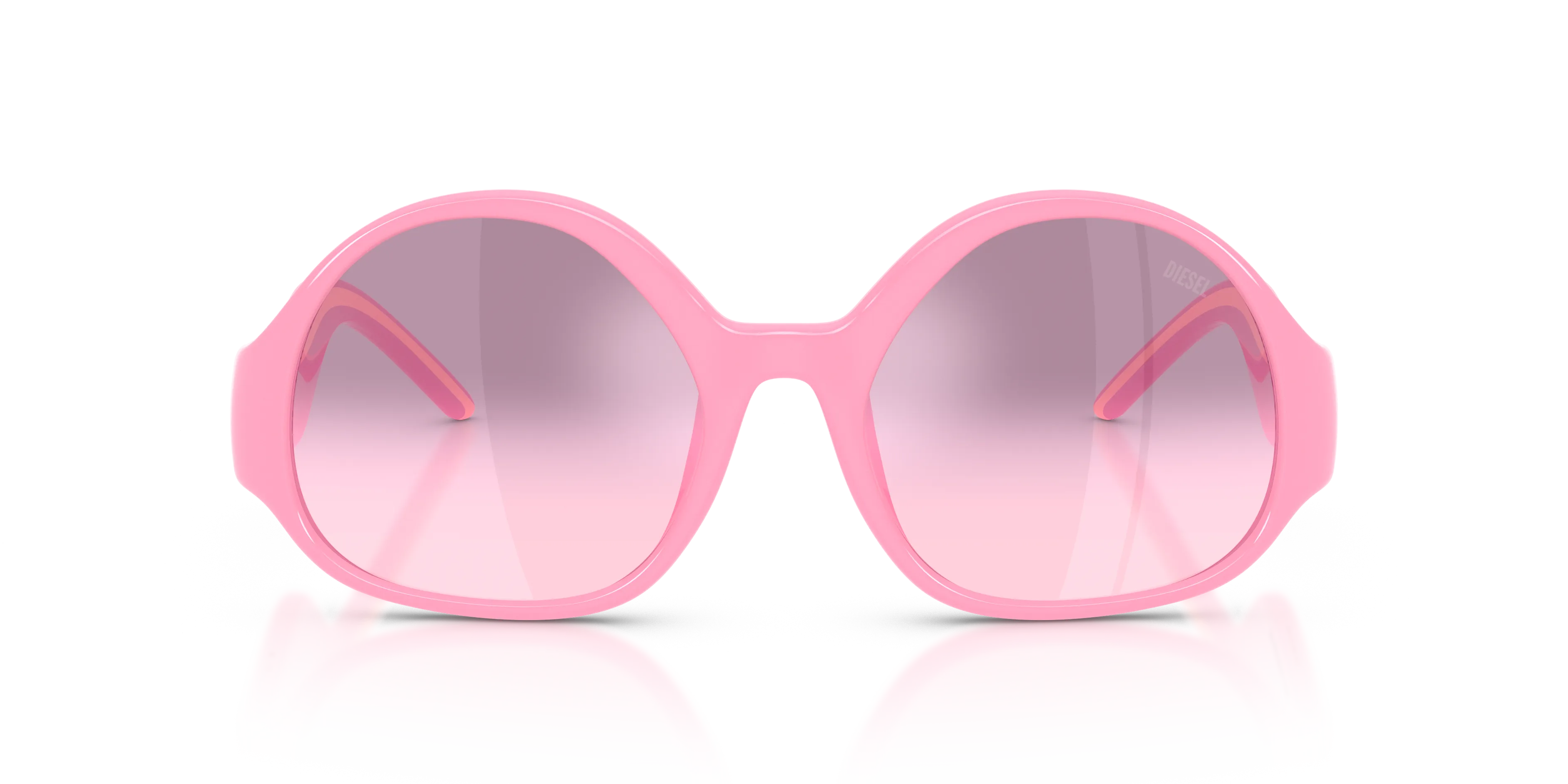 DIESEL DL3022U 2055H9 Occhiali da sole Iniettato Rosa Rosa Rotonda Specchiate Sfumato - immagine 3