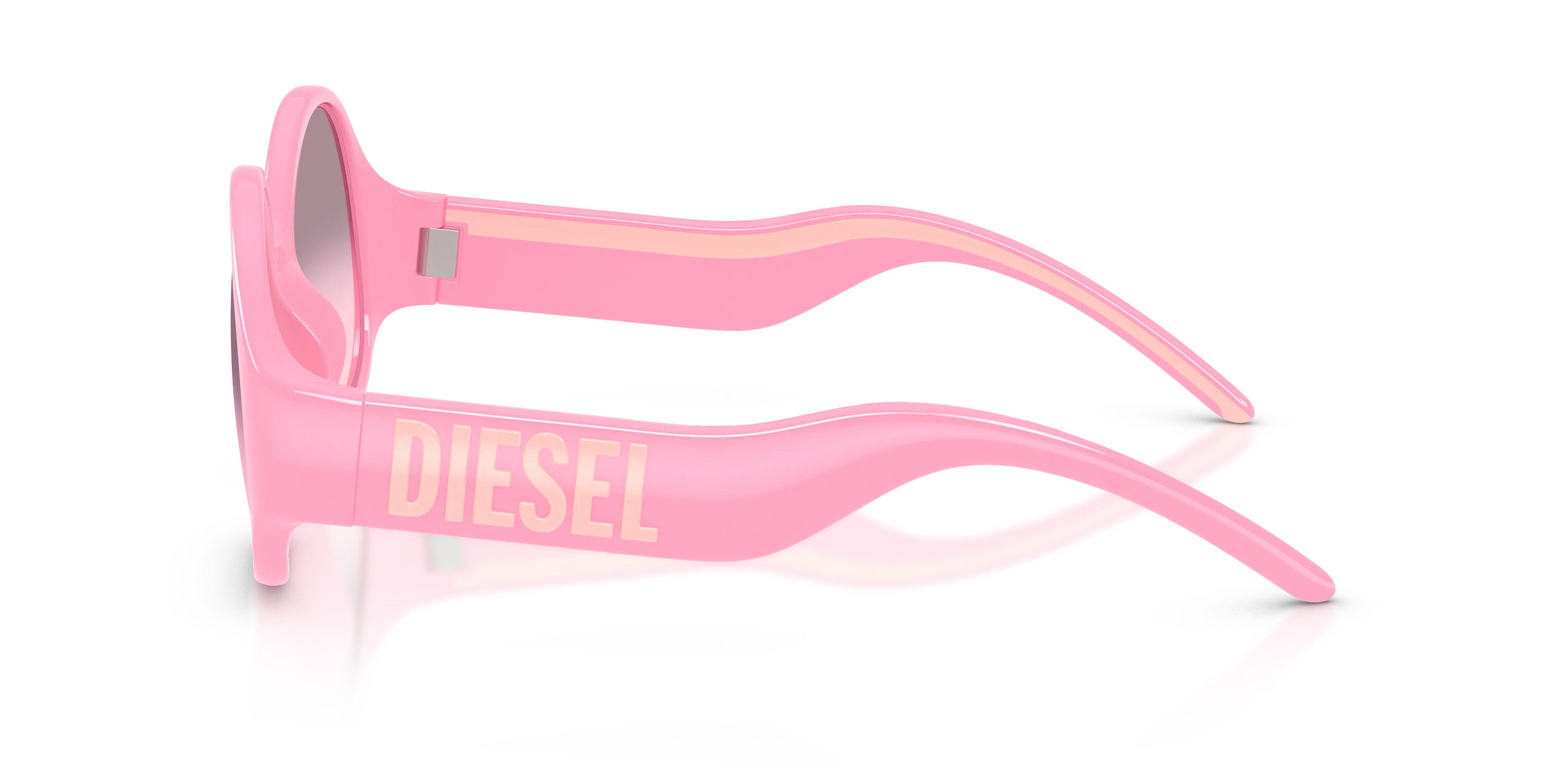 DIESEL DL3022U 2055H9 Occhiali da sole Iniettato Rosa Rosa Rotonda Specchiate Sfumato - immagine 4