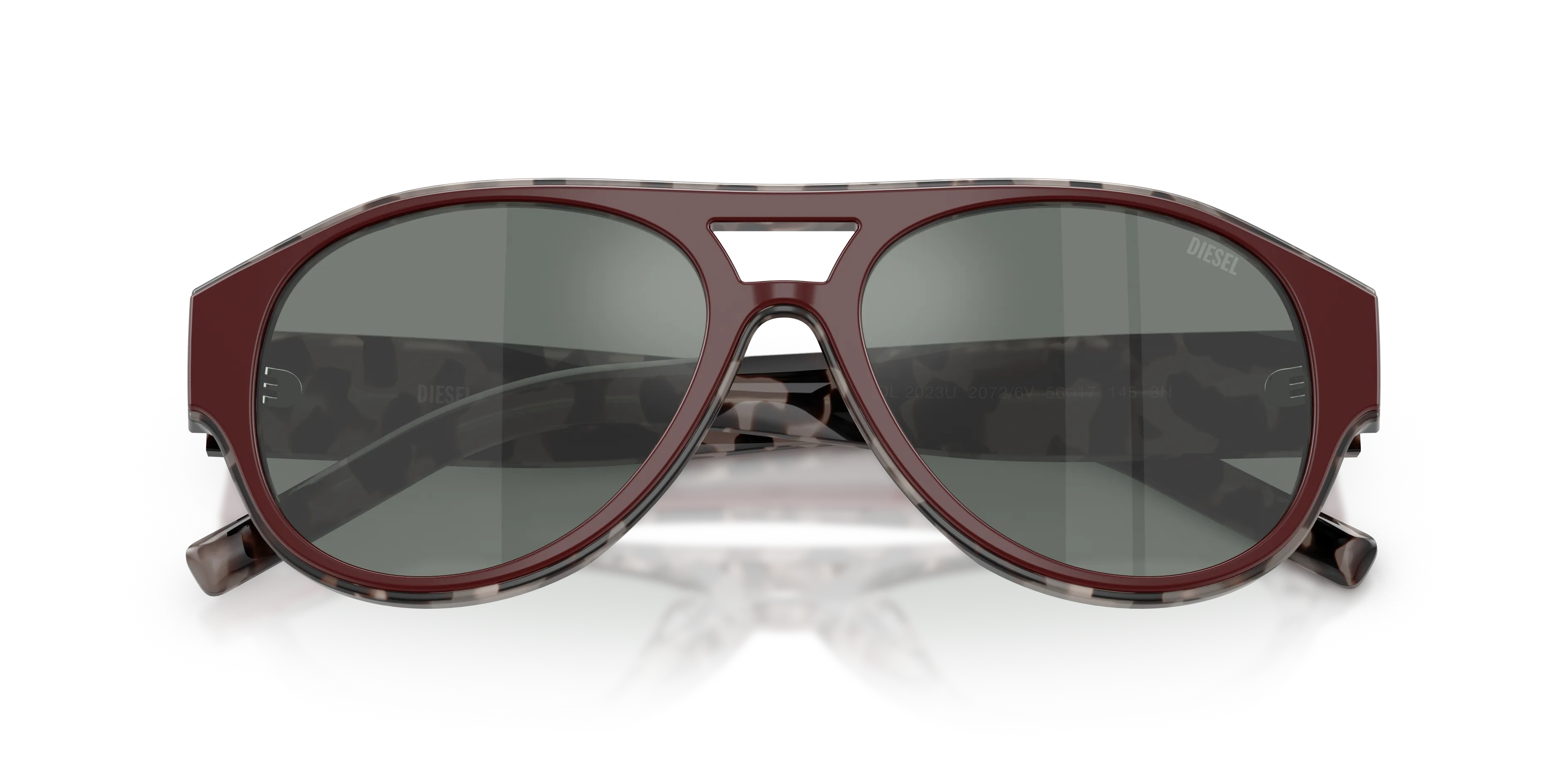 DIESEL DL2023U 20726V Occhiali da sole Acetato Bordeaux Grigio Rotonda Normale - immagine 2
