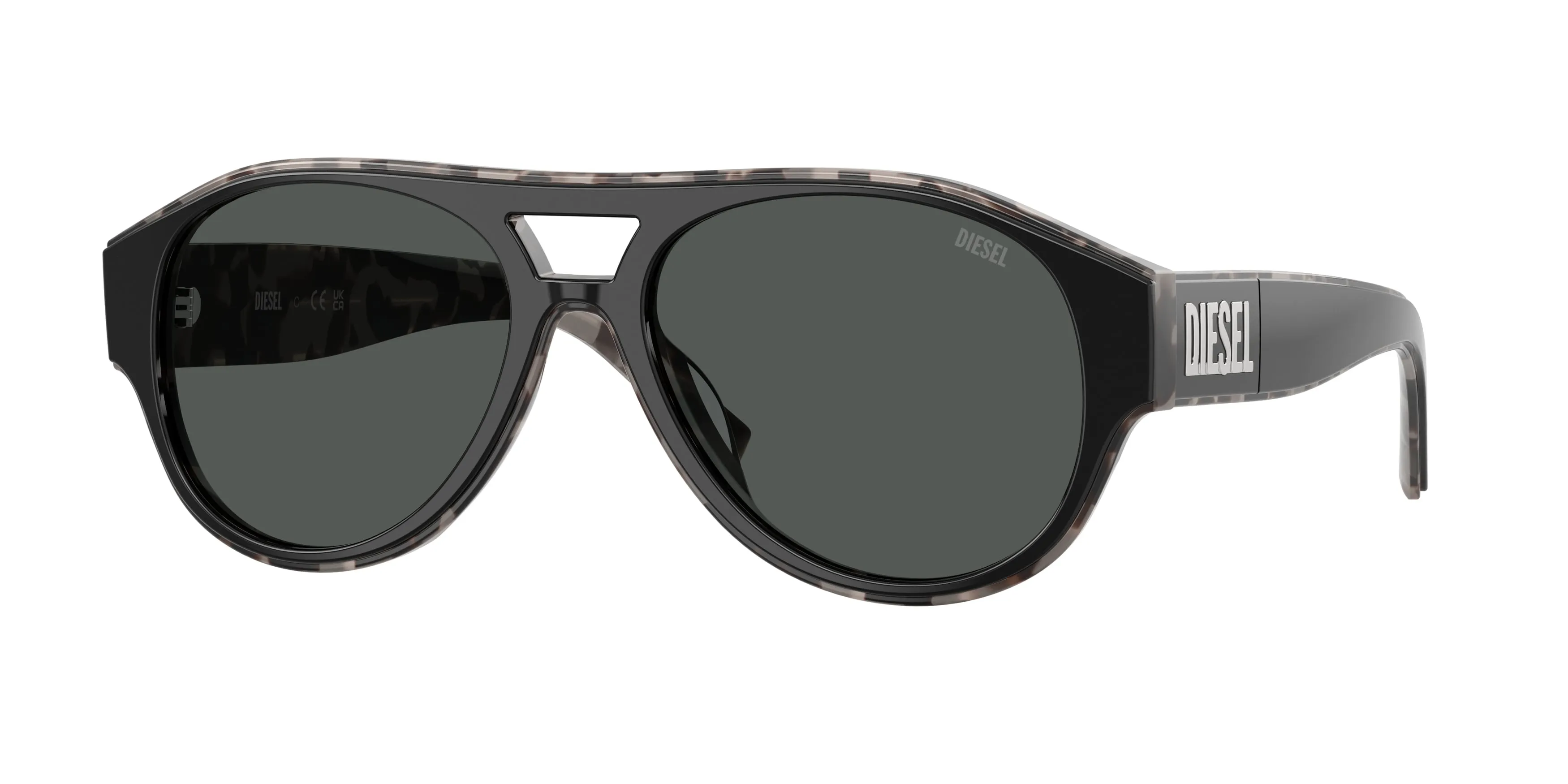 DIESEL DL2023U 206887 Occhiali da sole Acetato Nero Grigio Rotonda Normale - immagine 1