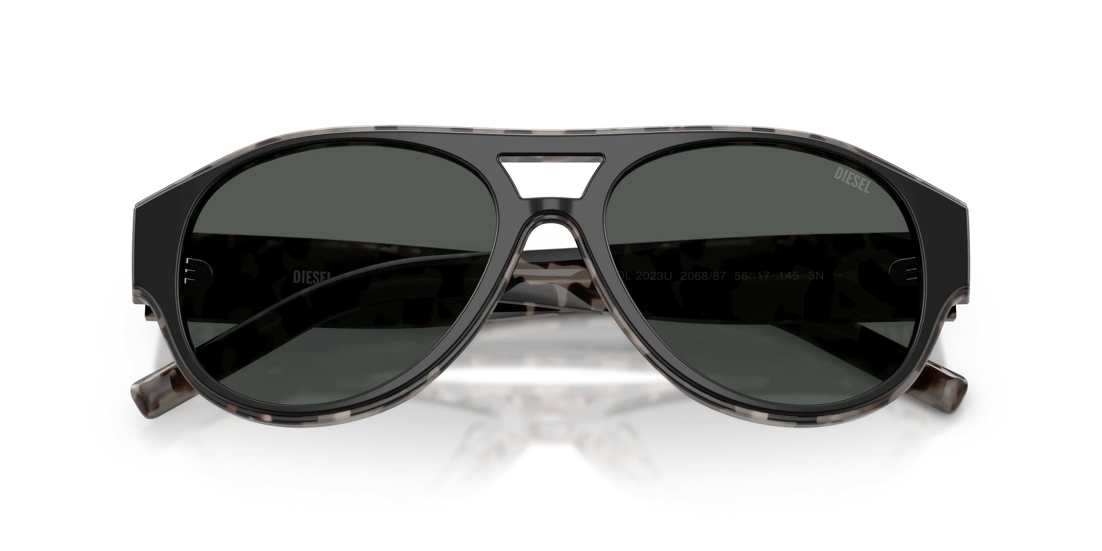 DIESEL DL2023U 206887 Occhiali da sole Acetato Nero Grigio Rotonda Normale - immagine 2