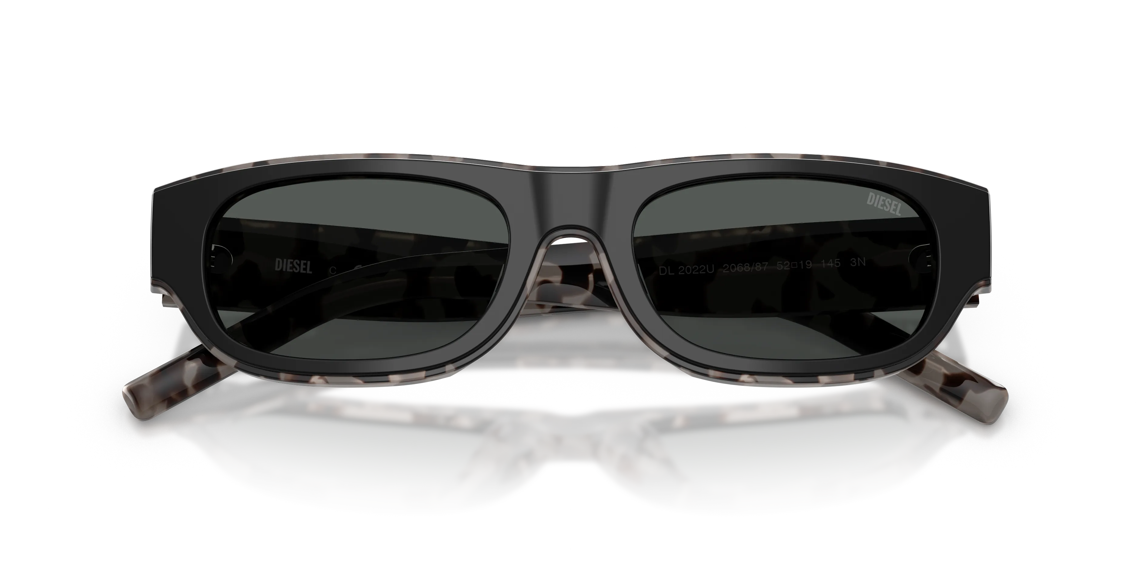DIESEL DL2022U 206887 Occhiali da sole Acetato Nero Grigio Squadrata Normale - immagine 2
