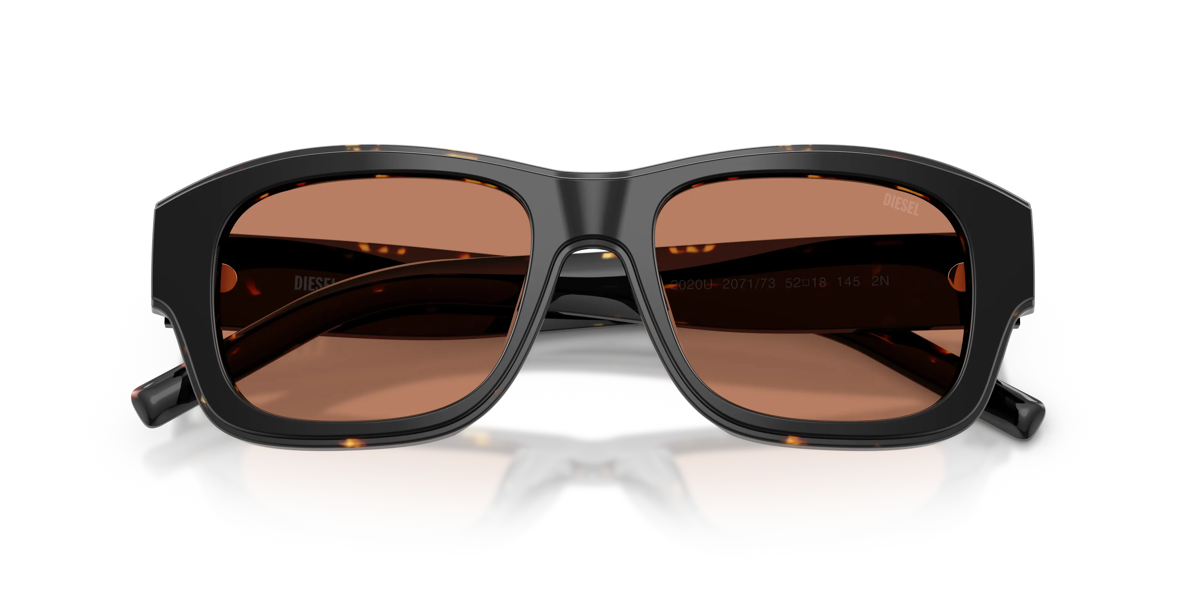 DIESEL DL2020U 207173 Occhiali da sole Acetato Nero Marrone Squadrata Normale - immagine 2