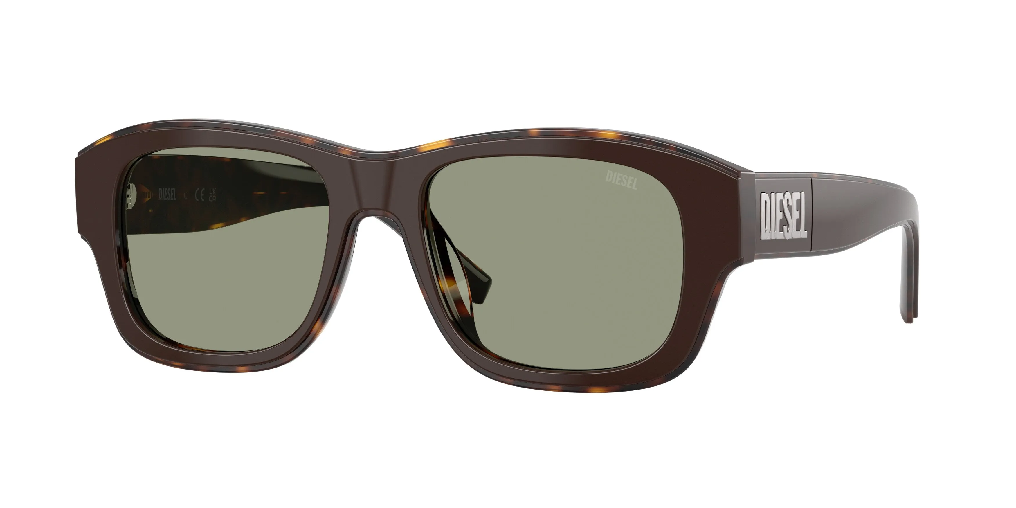 DIESEL DL2020U 2069/2 Occhiali da sole Acetato Marrone Verde Squadrata Normale - immagine 1