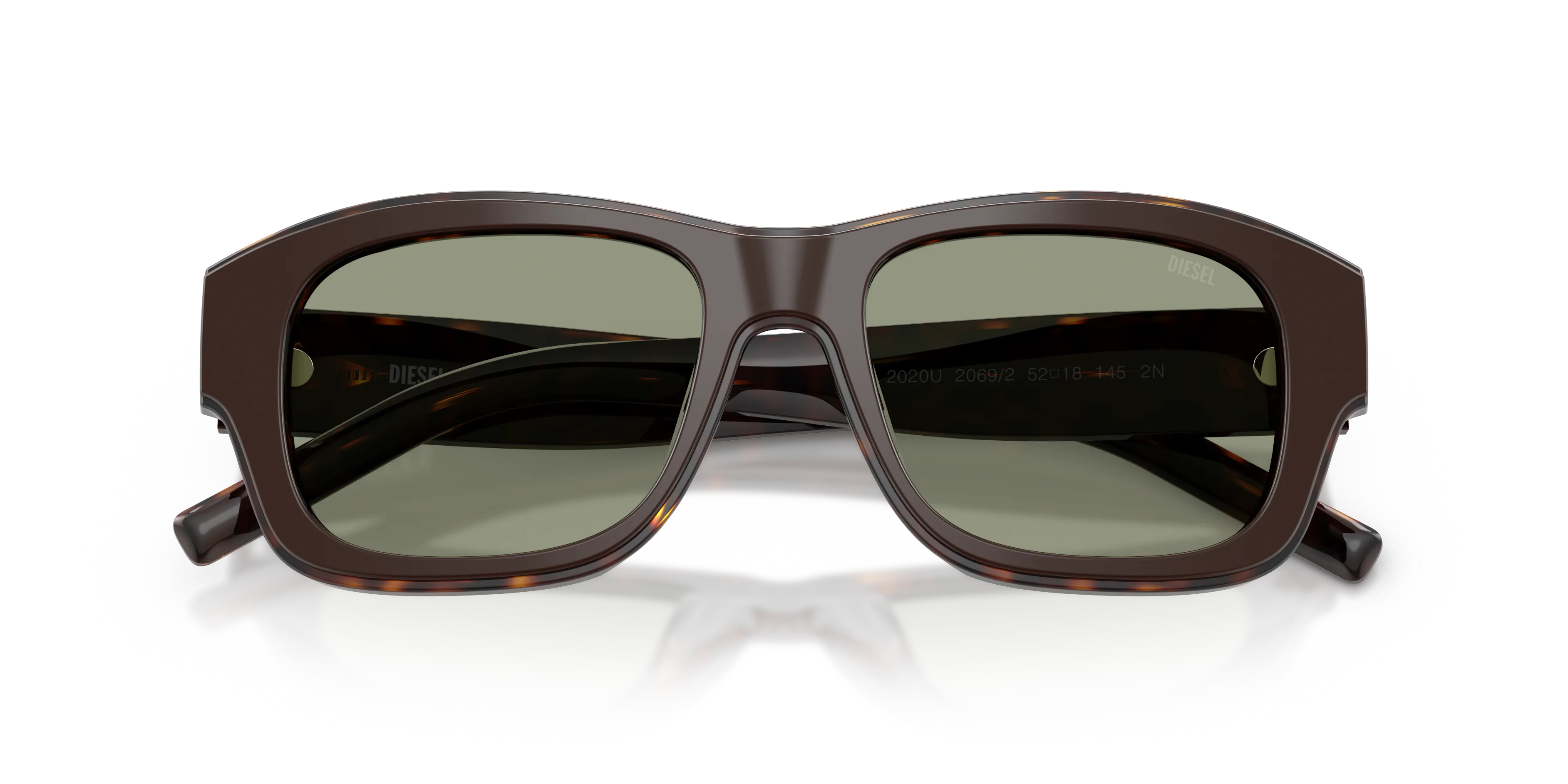 DIESEL DL2020U 2069/2 Occhiali da sole Acetato Marrone Verde Squadrata Normale - immagine 2