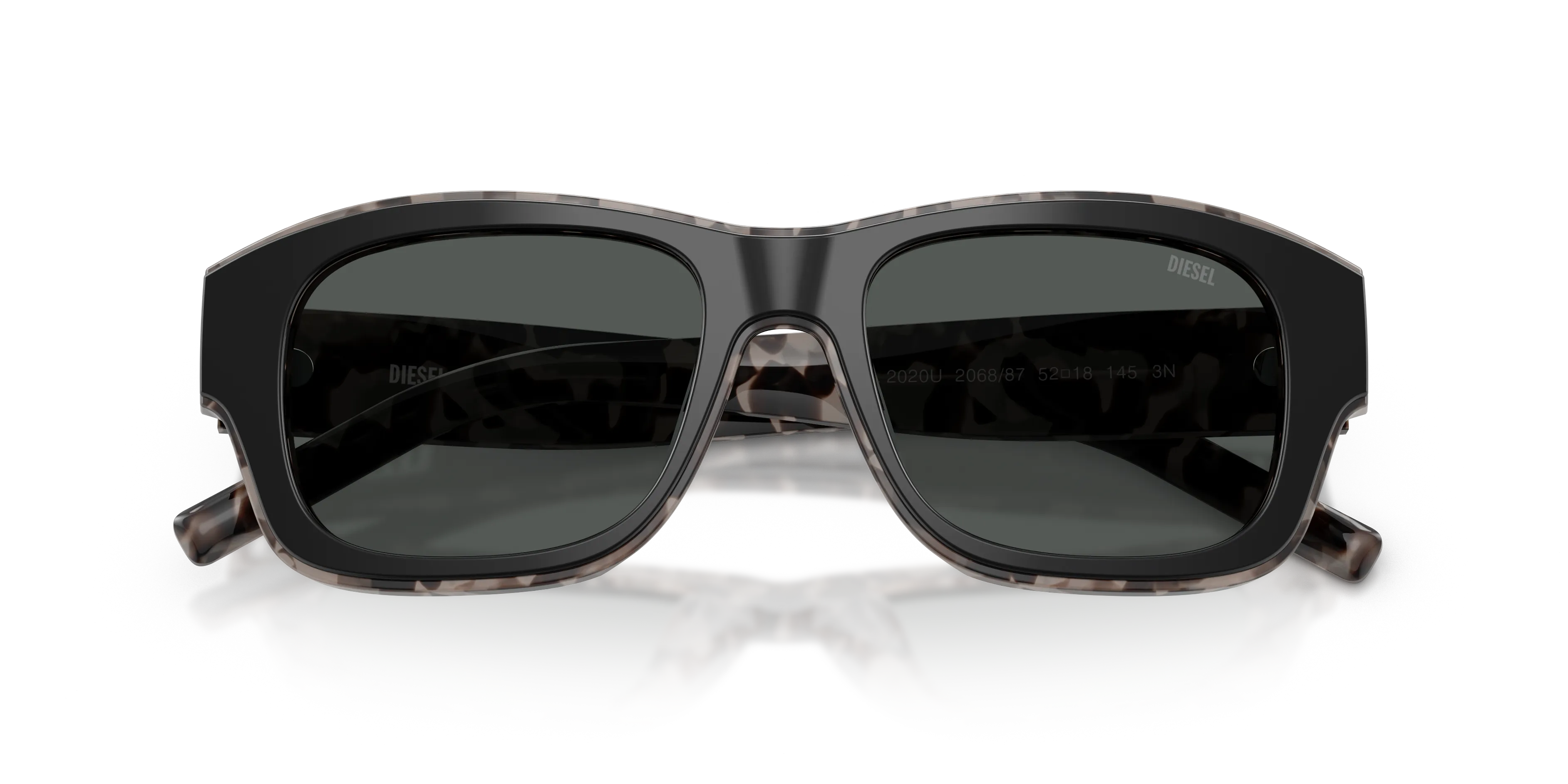 DIESEL DL2020U 206887 Occhiali da sole Acetato Nero Grigio Squadrata Normale - immagine 2