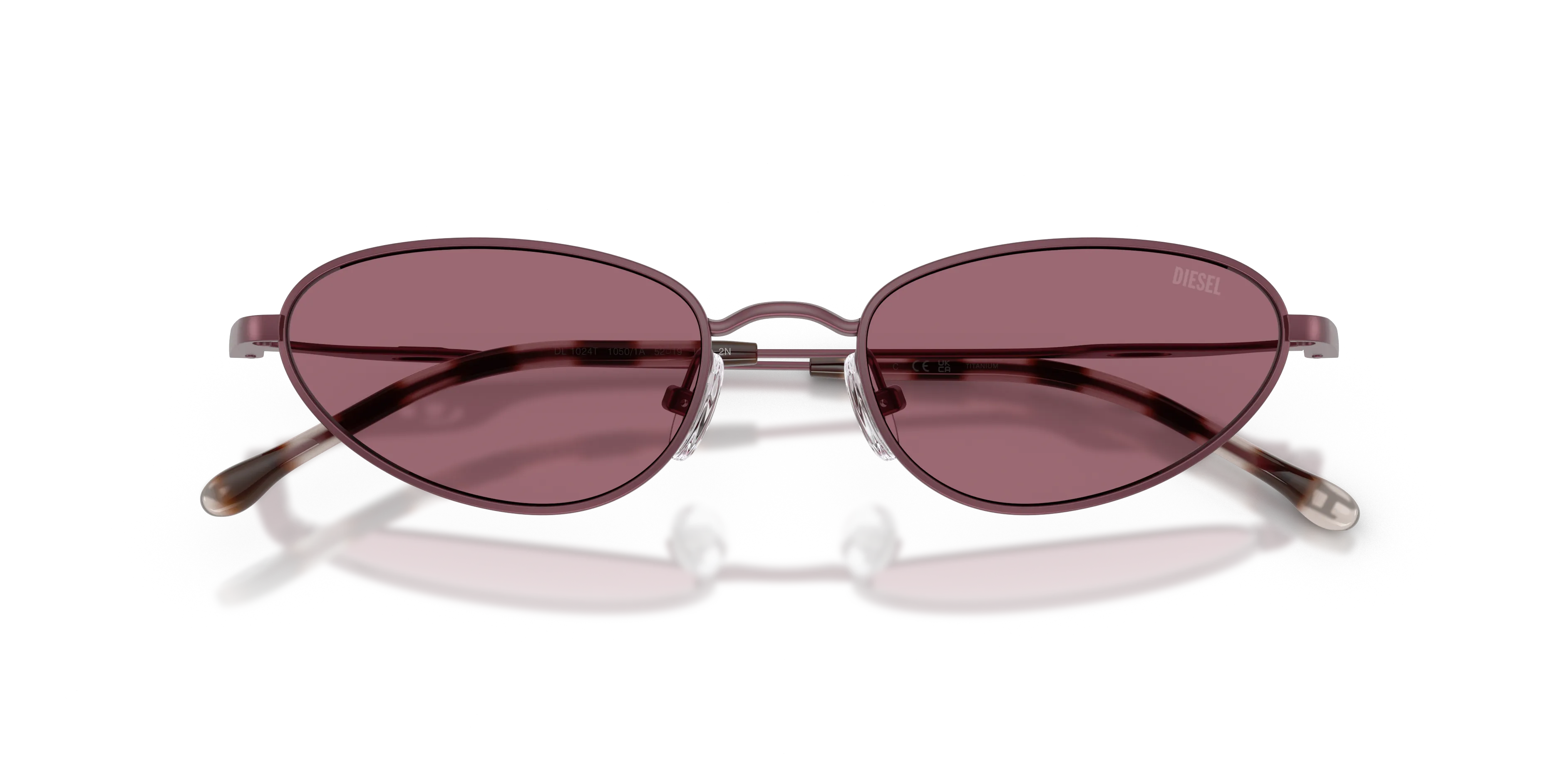 DIESEL DL1024T 10501A Occhiali da sole Titanio Viola Viola Cat Eye Normale - immagine 2
