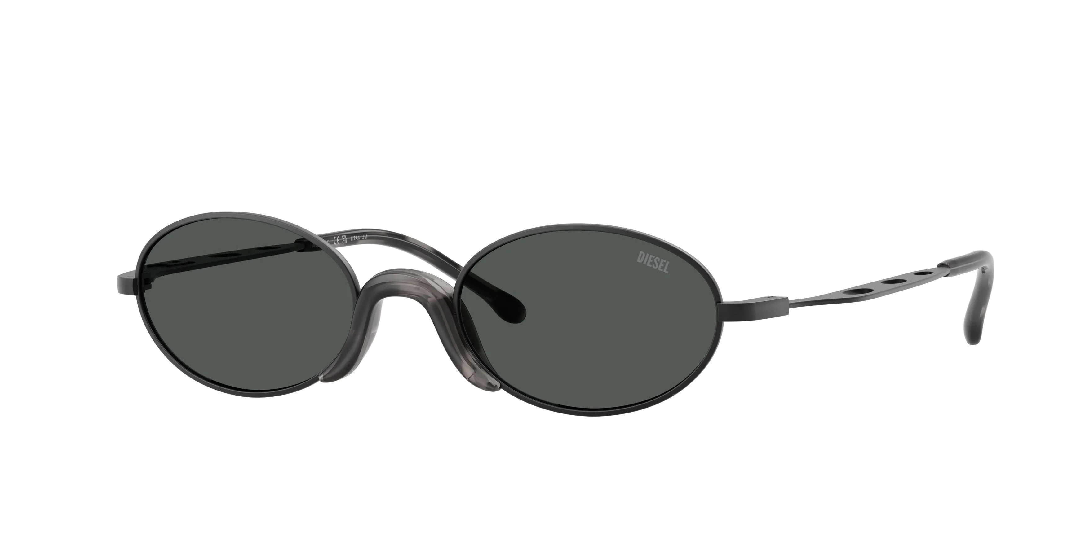 DIESEL DL1023T 104887 Occhiali da sole Titanio Nero Grigio Rotonda Normale - immagine 1
