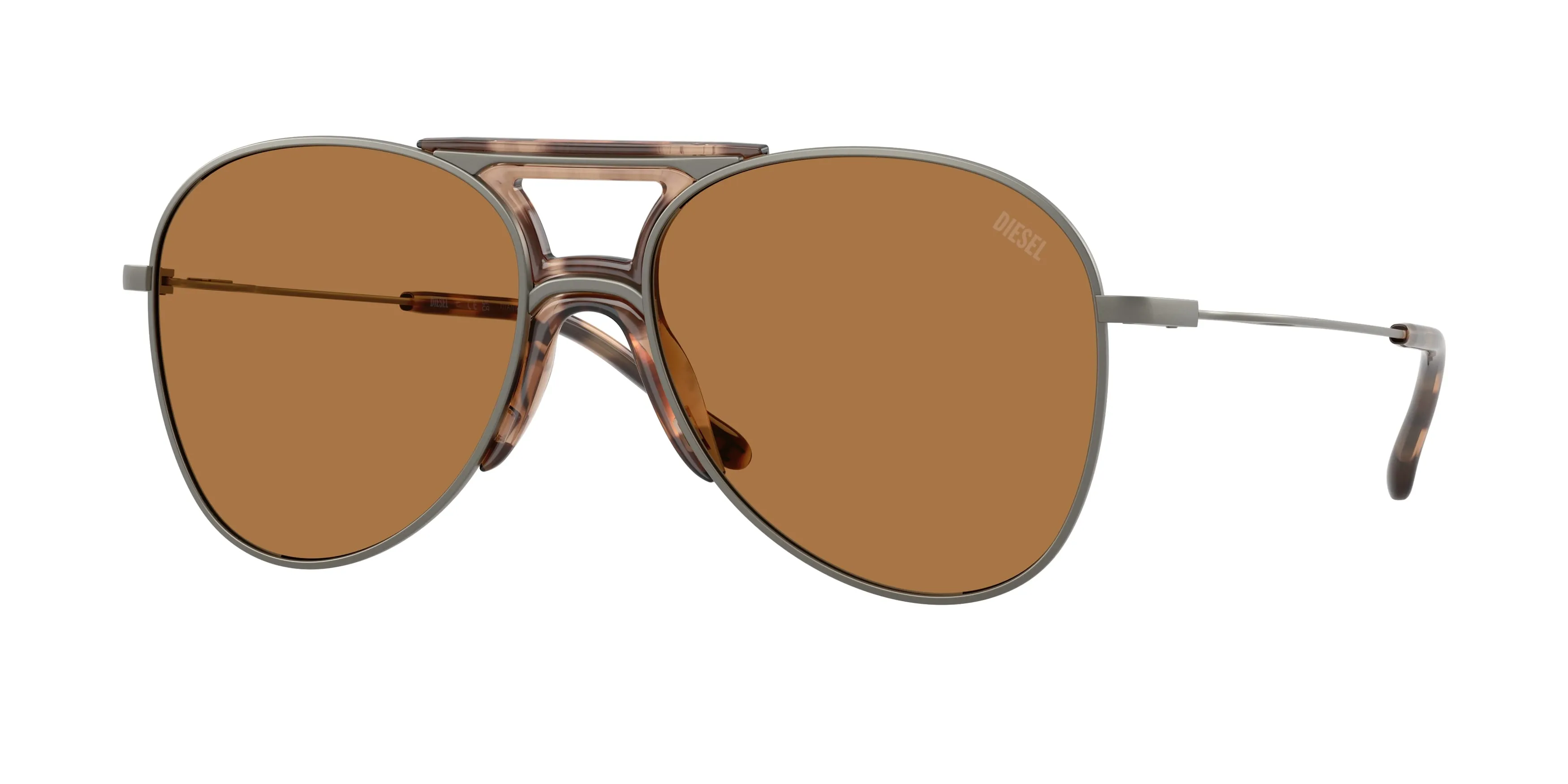DIESEL DL1022T 104973 Occhiali da sole Titanio Grigio Marrone Pilot Normale - immagine 1