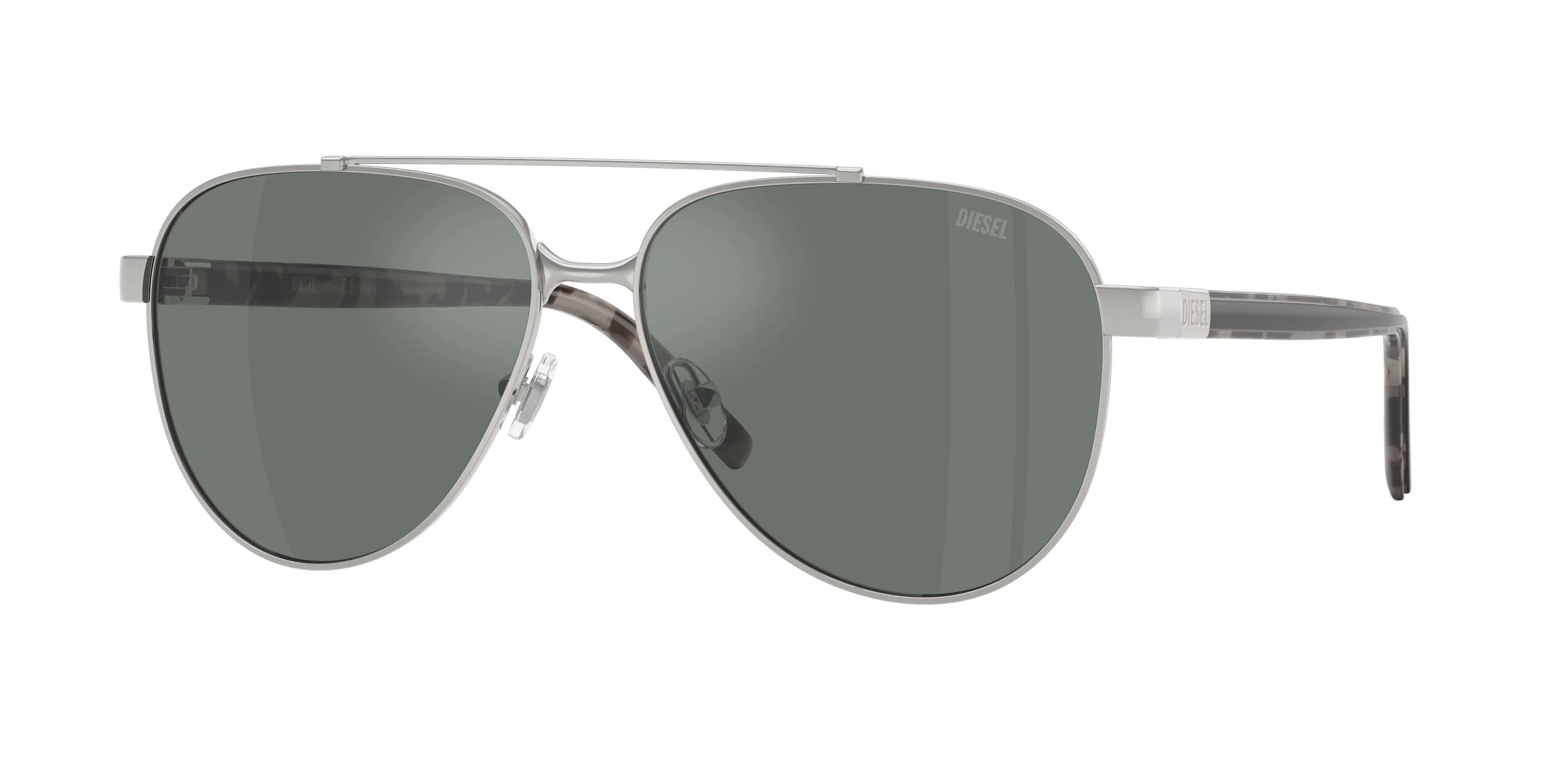 DIESEL DL1021 10476V Occhiali da sole Metallo Argento Nero Pilot Normale - immagine 1