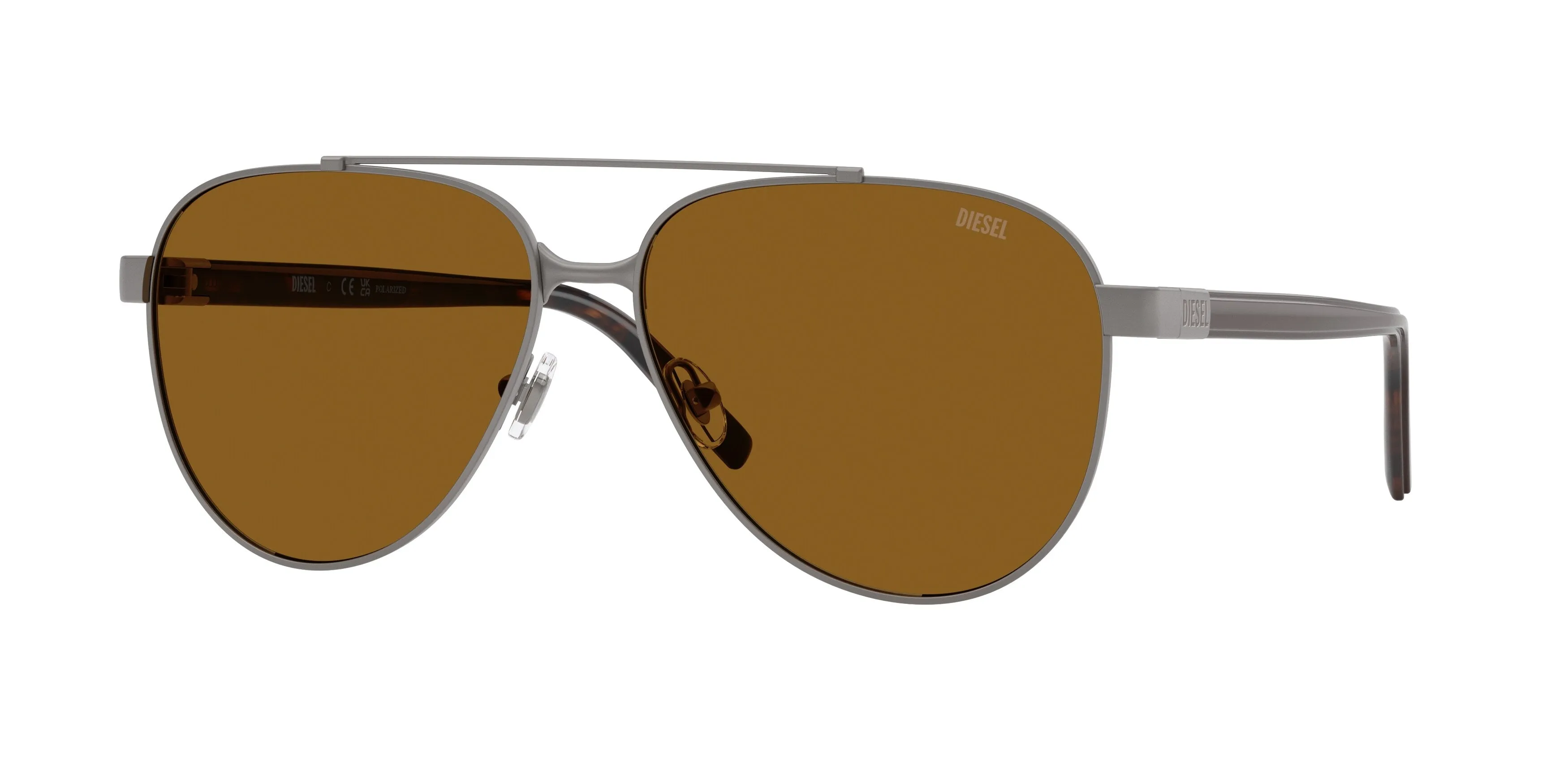 DIESEL DL1021 104383 Occhiali da sole Metallo Grigio Marrone Pilot Polarizzata - immagine 1