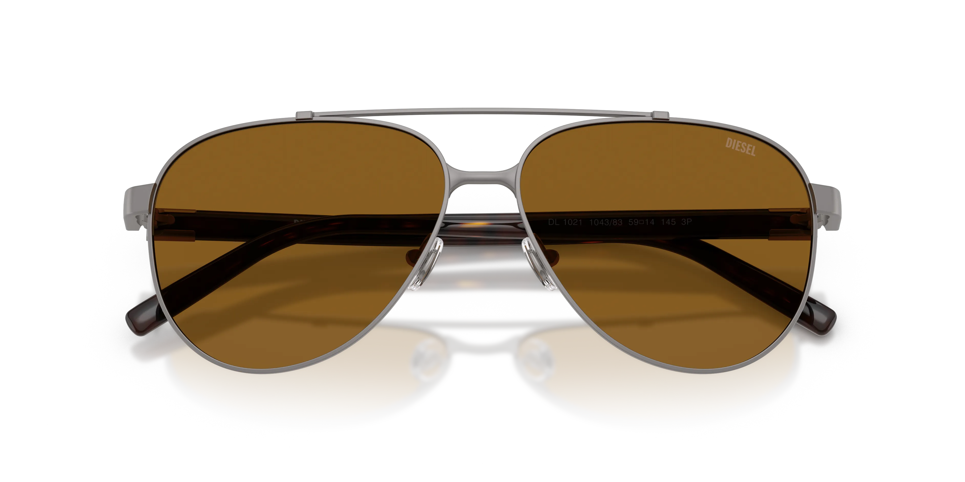 DIESEL DL1021 104383 Occhiali da sole Metallo Grigio Marrone Pilot Polarizzata - immagine 2