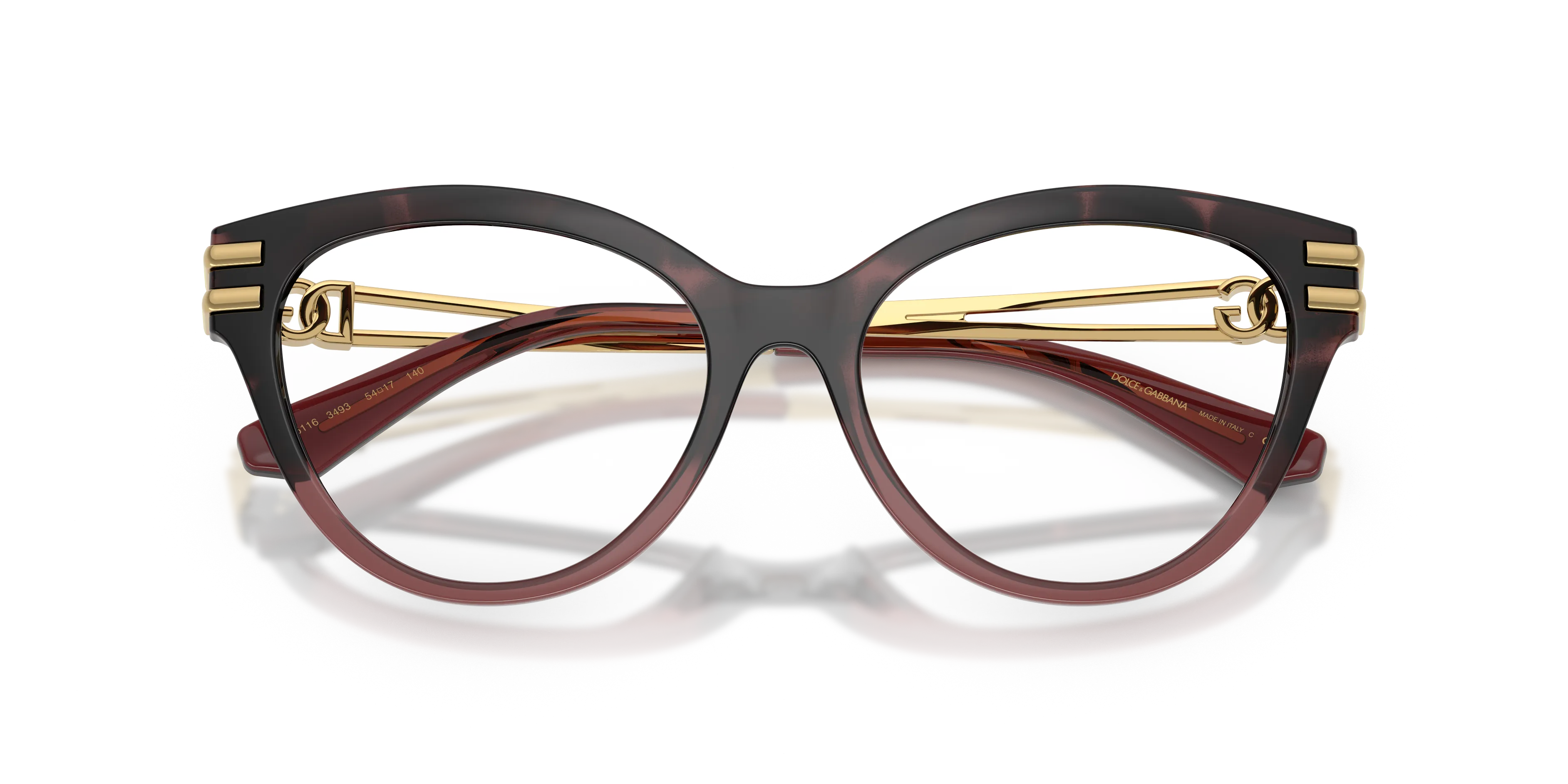 Dolce & Gabbana DG5116 3493 Montature da vista Iniettato Rosso Trasparente Cat Eye Normale - immagine 2
