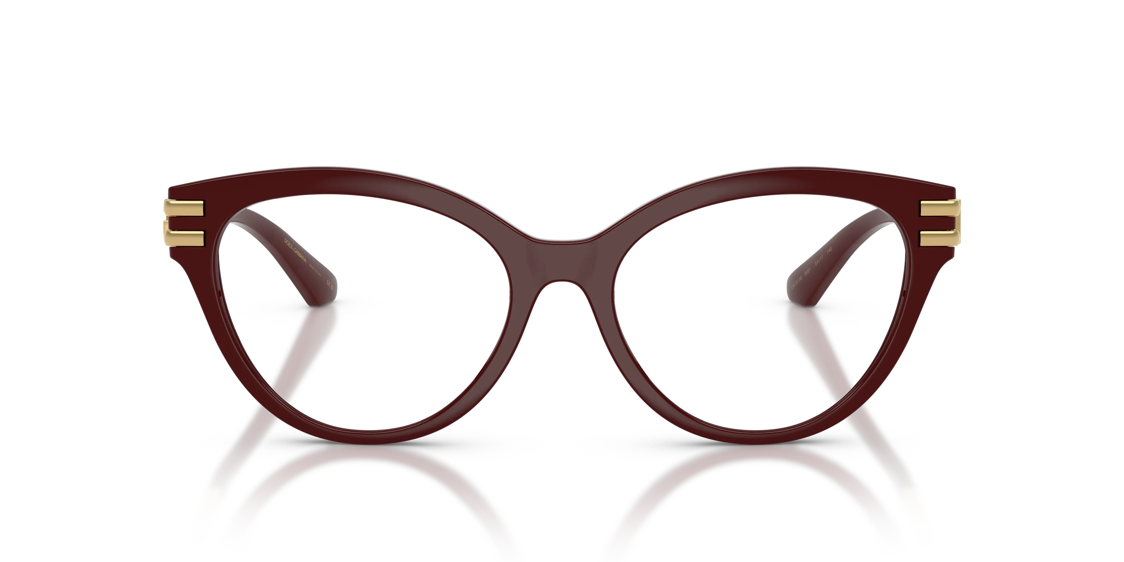 Dolce & Gabbana DG5116 3091 Montature da vista Iniettato Rosso Trasparente Cat Eye Normale - immagine 3