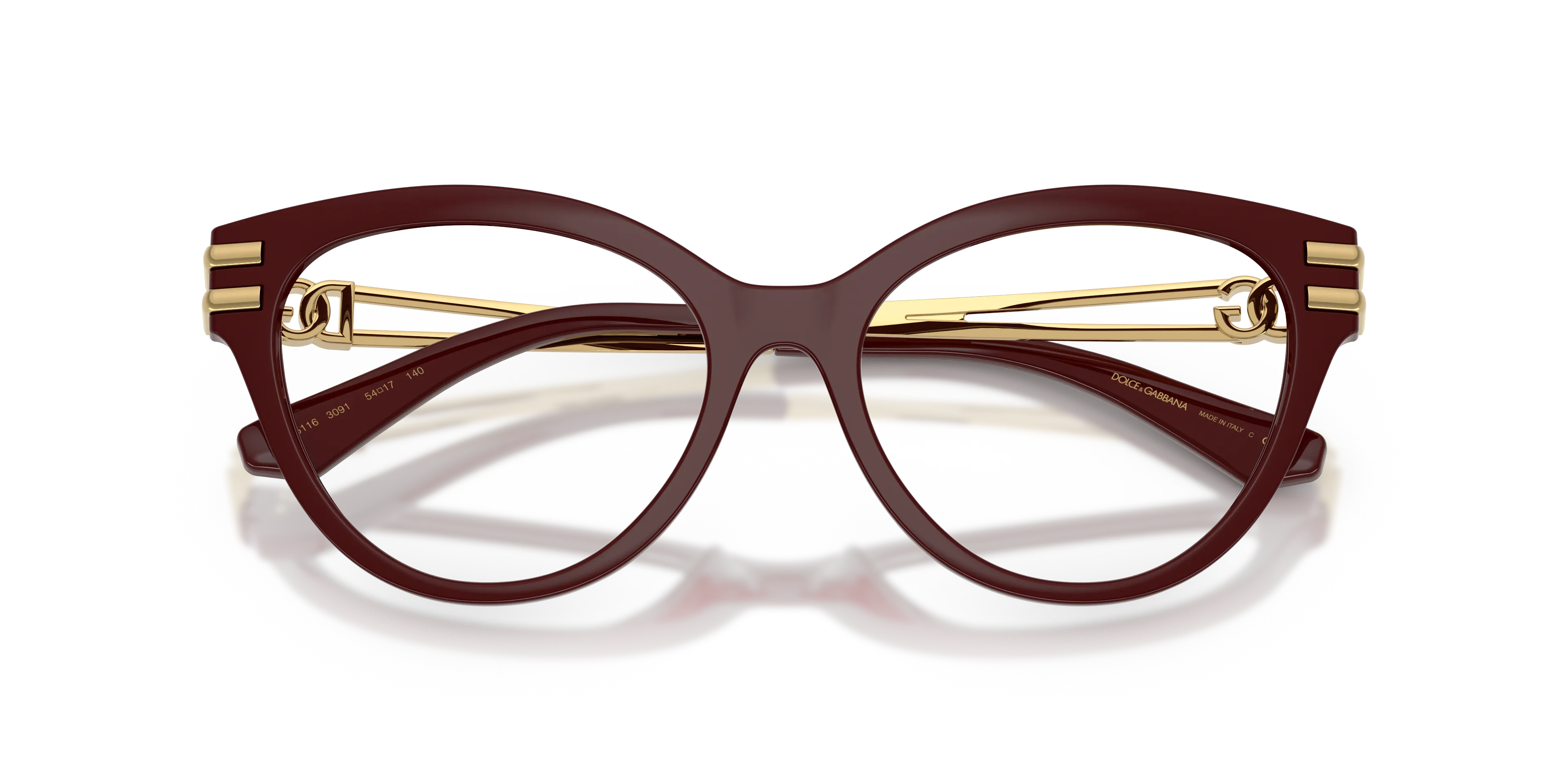 Dolce & Gabbana DG5116 3091 Montature da vista Iniettato Rosso Trasparente Cat Eye Normale - immagine 2