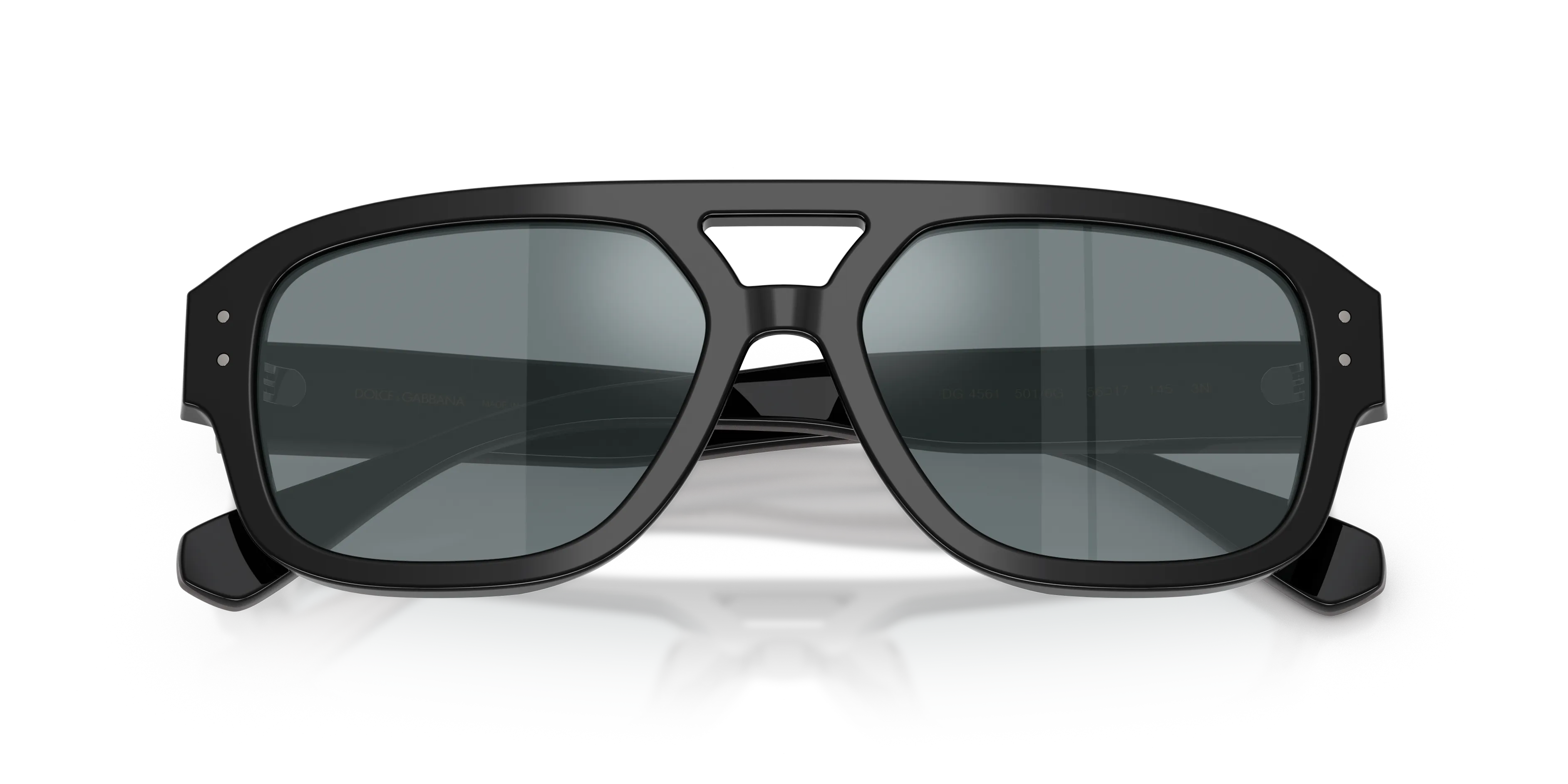 Dolce & Gabbana DG4561 501/6G Occhiali da sole Acetato Nero Grigio Pilot Specchiate - immagine 2