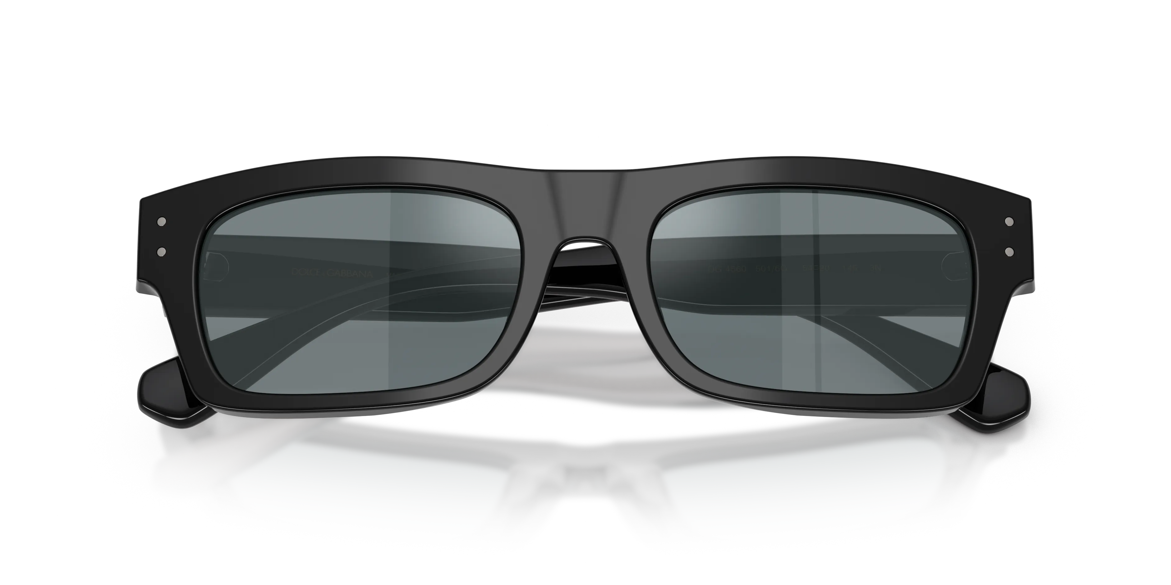 Dolce & Gabbana DG4560 501/6G Occhiali da sole Acetato Nero Grigio Squadrata Specchiate - immagine 2