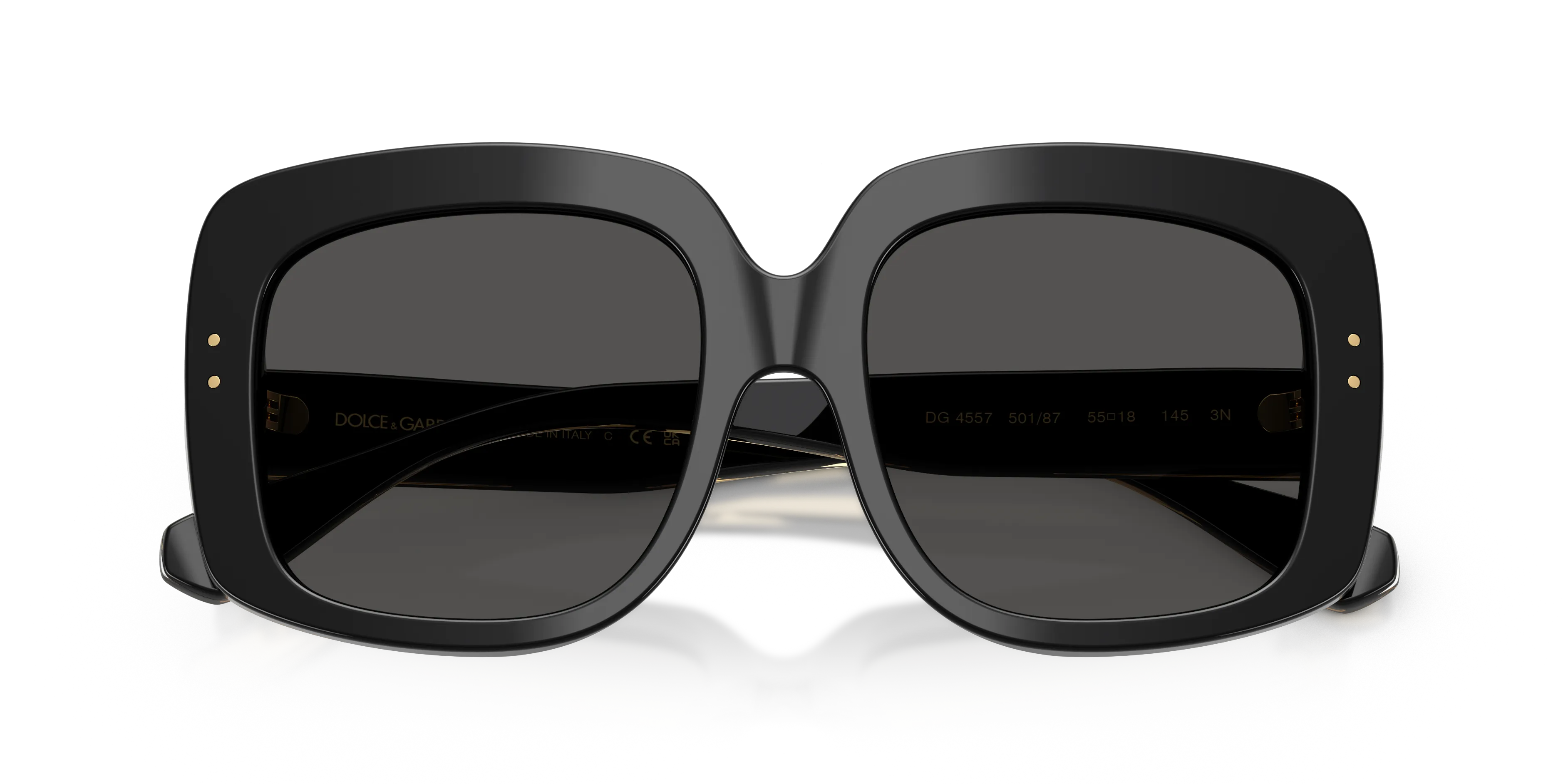 Dolce & Gabbana DG4557 501/87 Occhiali da sole Acetato Nero Grigio Squadrata Normale - immagine 2