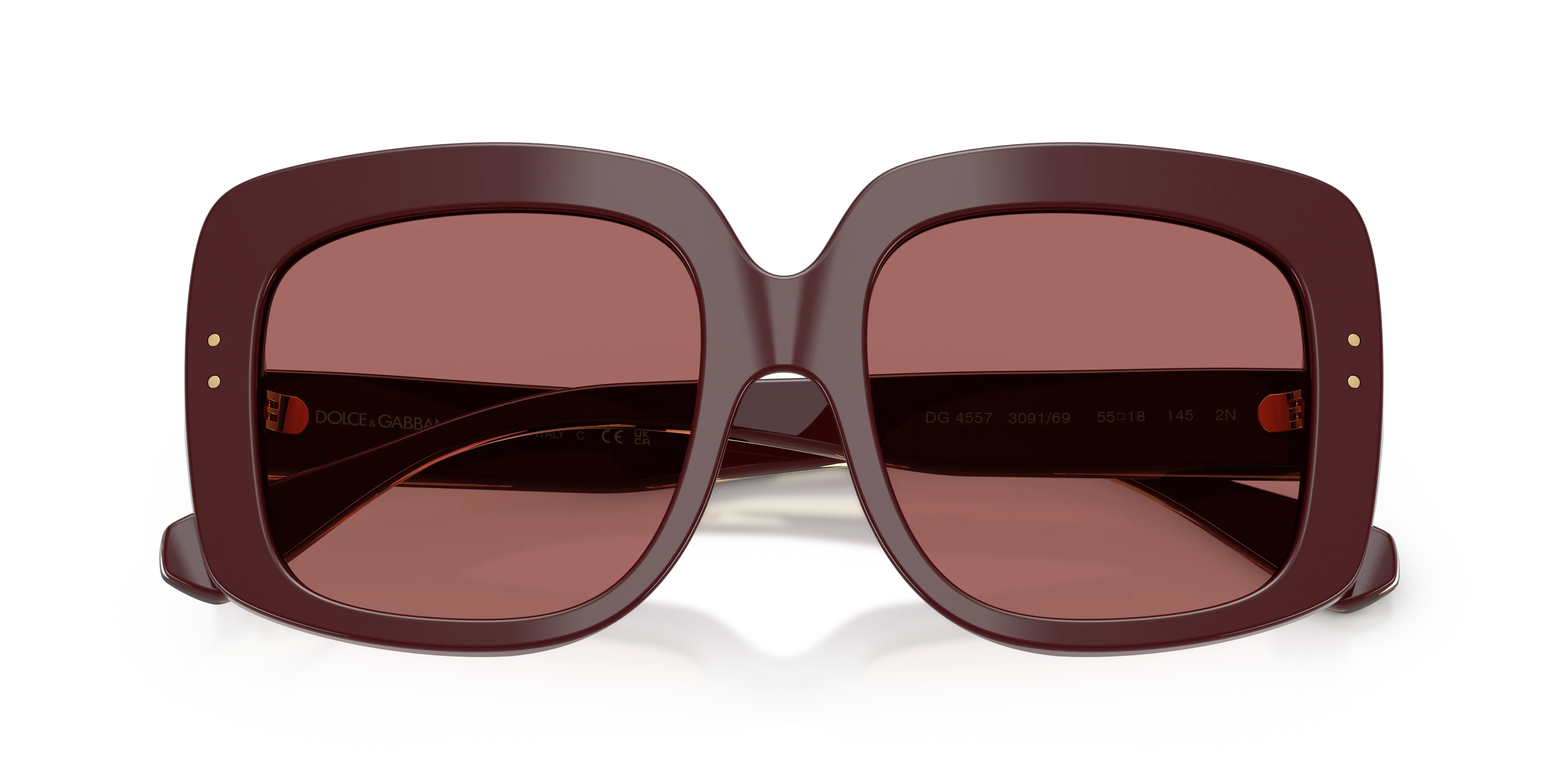 Dolce & Gabbana DG4557 309169 Occhiali da sole Acetato Rosso Viola Squadrata Normale - immagine 2