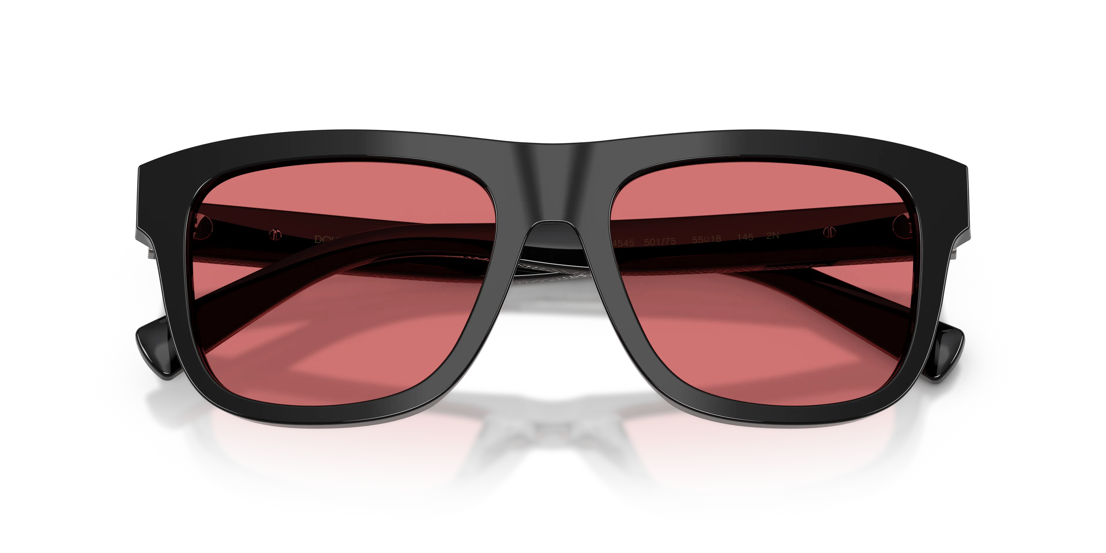 Dolce & Gabbana DG4545 501/75 Occhiali da sole Acetato Nero Rosso Squadrata Normale - immagine 2