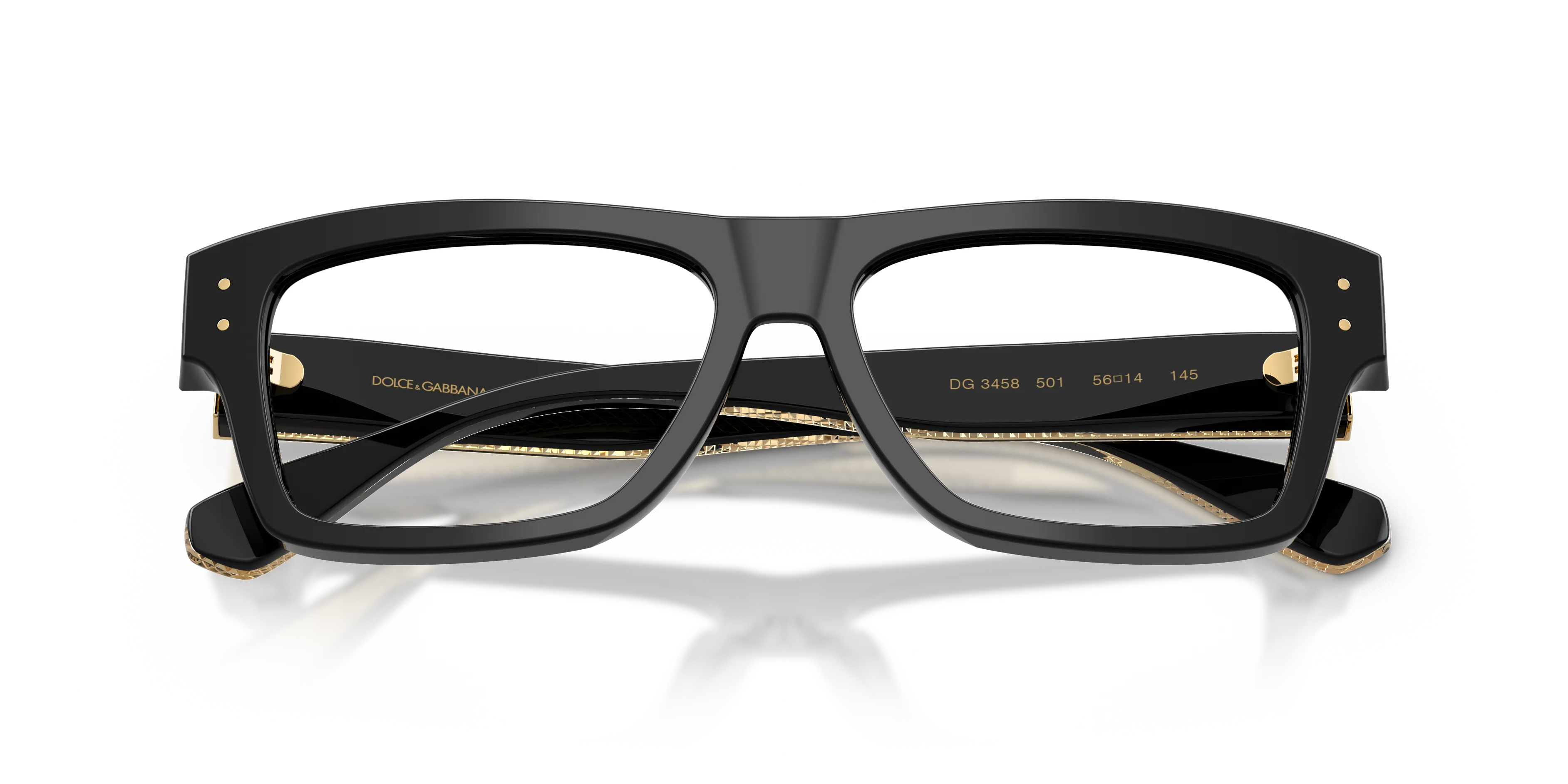 Dolce & Gabbana DG3458 501 Montature da vista Acetato Nero Trasparente Squadrata Normale - immagine 2