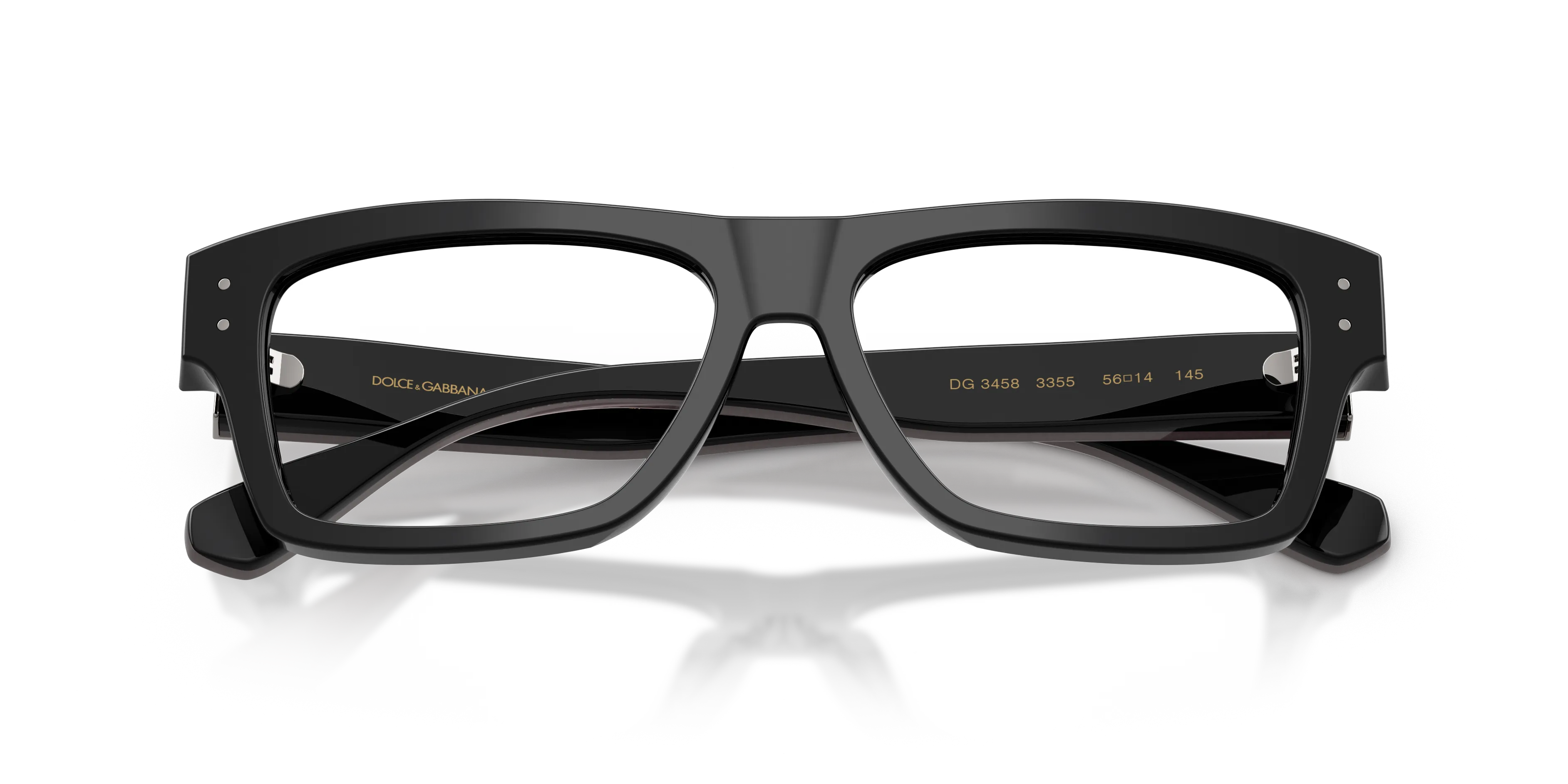 Dolce & Gabbana DG3458 3355 Montature da vista Acetato Nero Trasparente Squadrata Normale - immagine 2