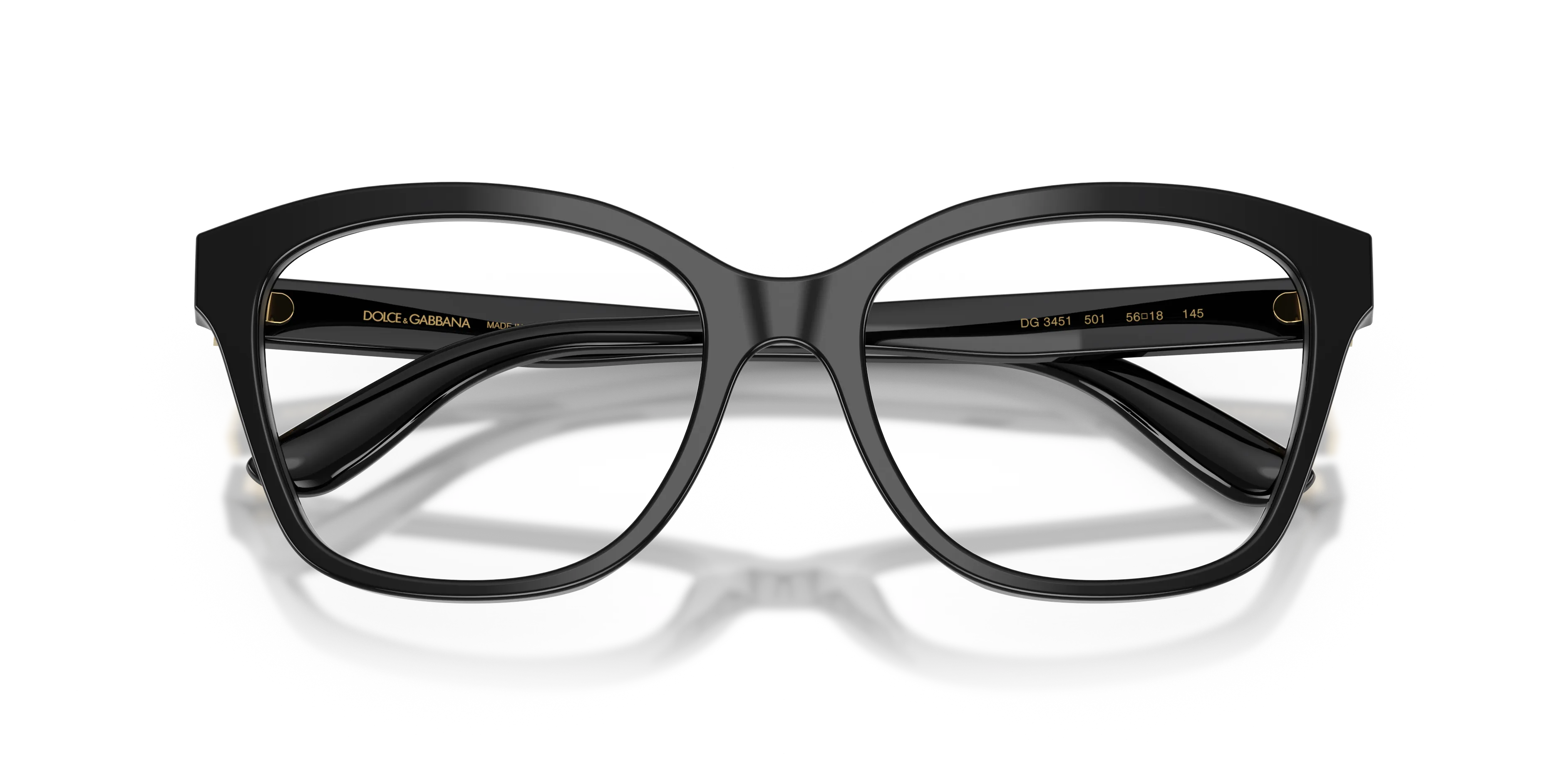 Dolce & Gabbana DG3451 501 Montature da vista Acetato Nero Trasparente Farfalla Normale - immagine 2
