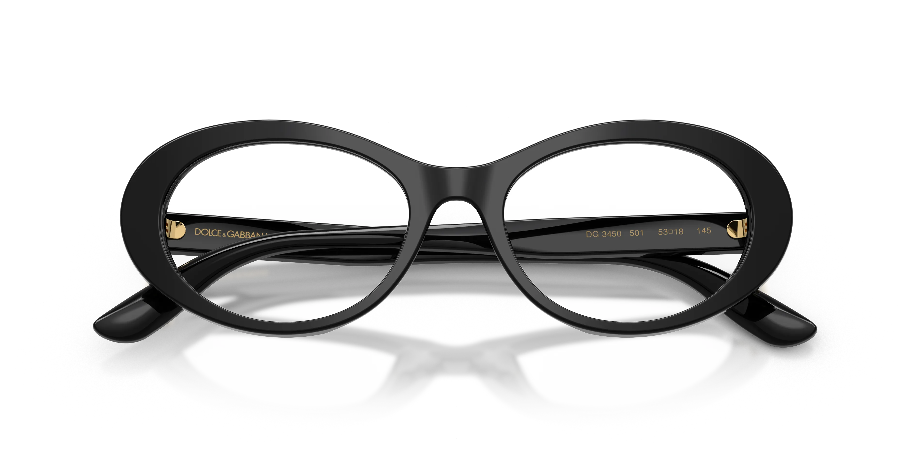 Dolce & Gabbana DG3450 501 Montature da vista Acetato Nero Trasparente Rotonda Normale - immagine 2