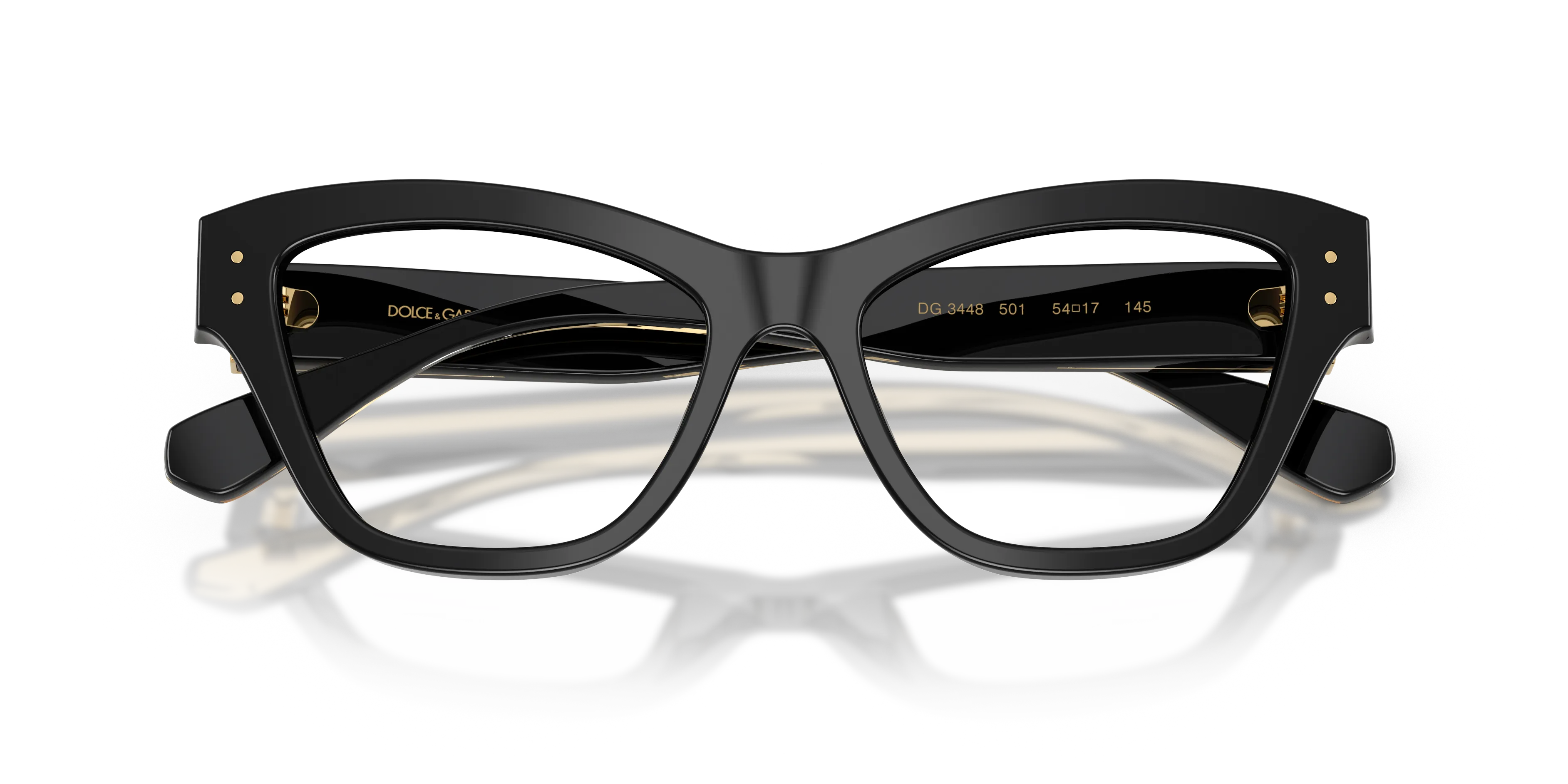Dolce & Gabbana DG3448 501 Montature da vista Acetato Nero Trasparente Cat Eye Normale - immagine 2