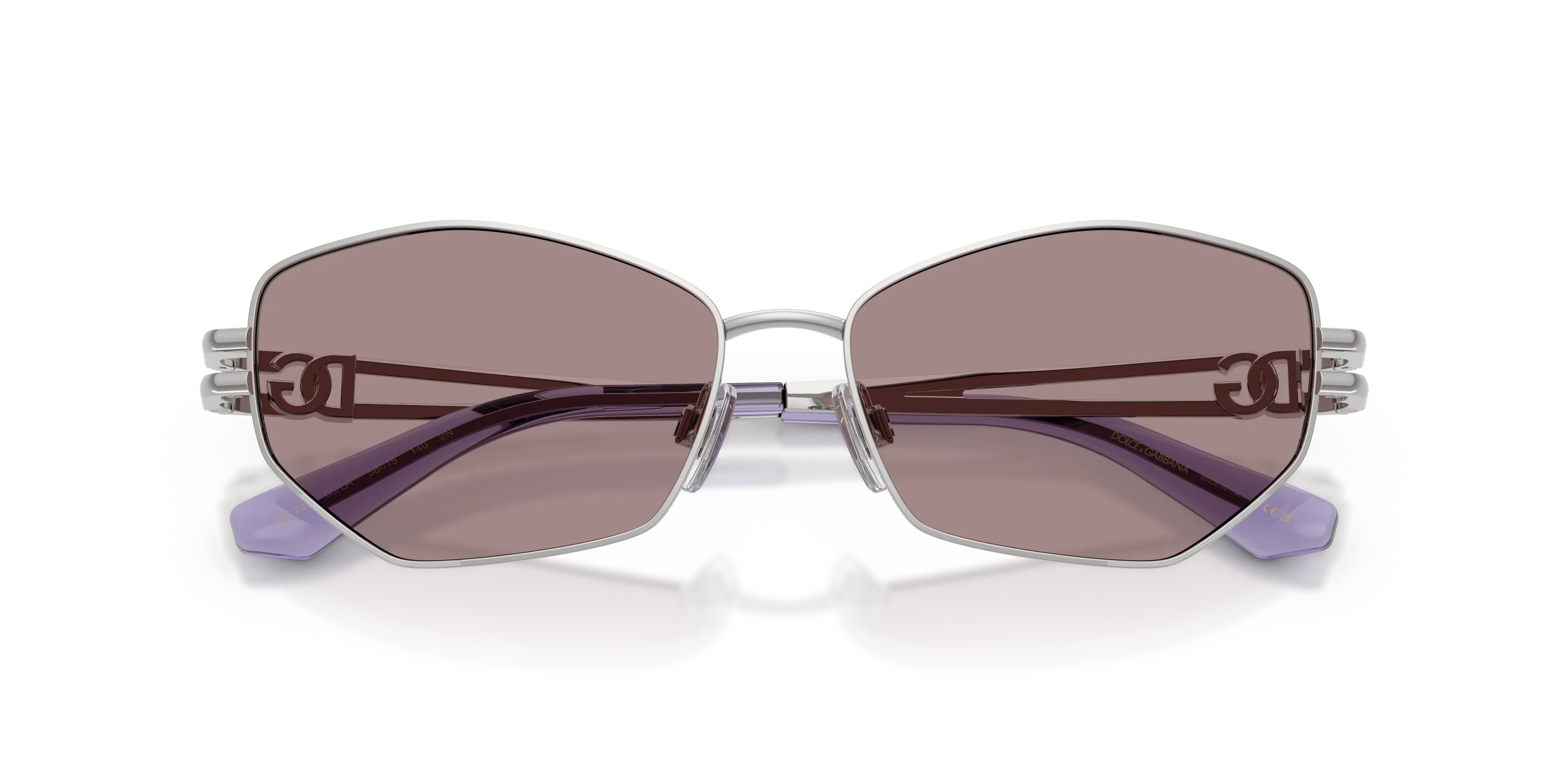 Dolce & Gabbana DG2338 05/LA Occhiali da sole Metallo Argento Viola Farfalla Normale - immagine 2