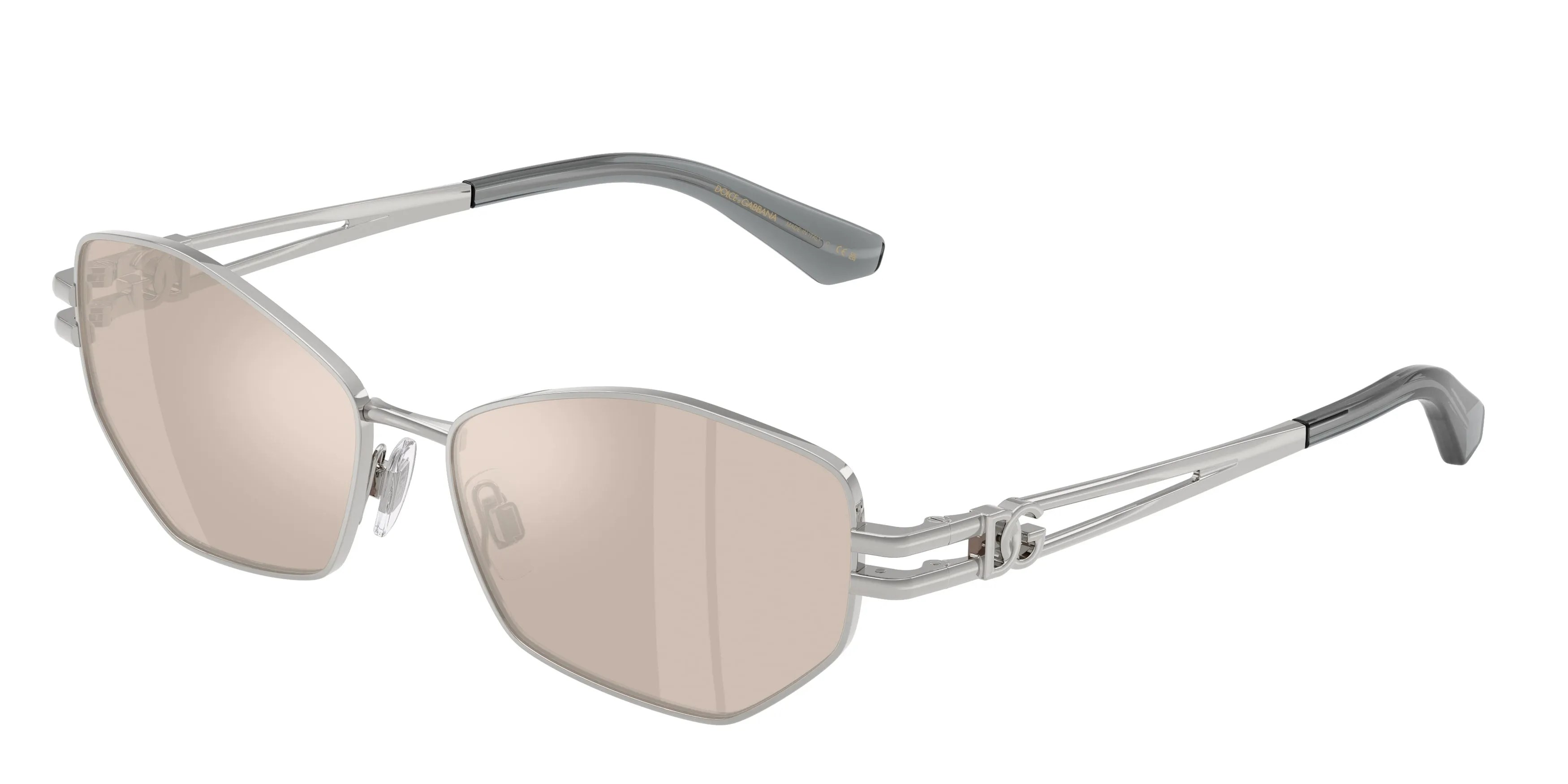 Dolce & Gabbana DG2338 05/0V Occhiali da sole Metallo Argento Marrone Farfalla Specchiate - immagine 1