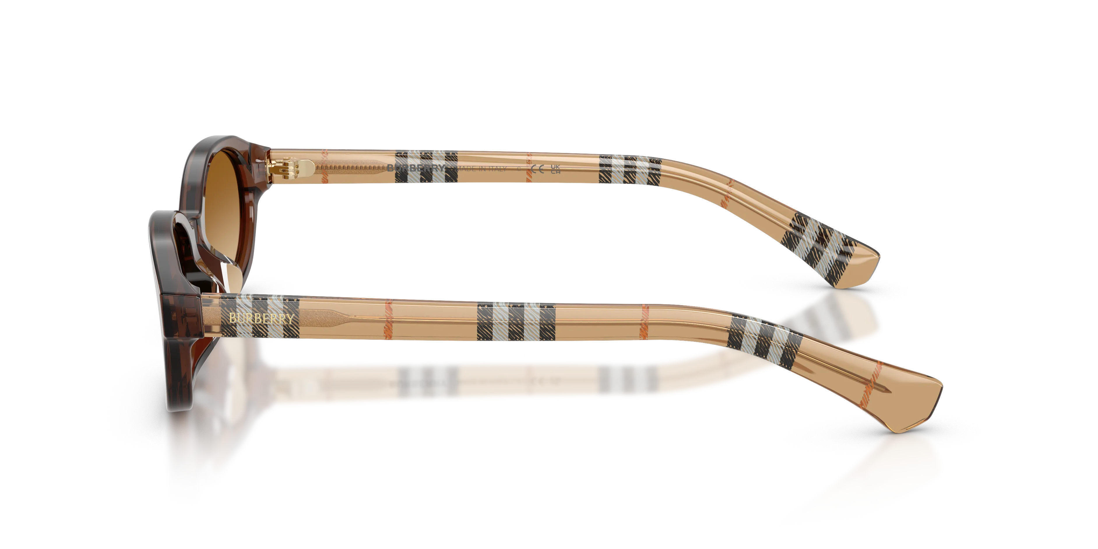 Burberry BE4508D 424313 Occhiali da sole Acetato Marrone Marrone Rotonda Normale Sfumato - immagine 4