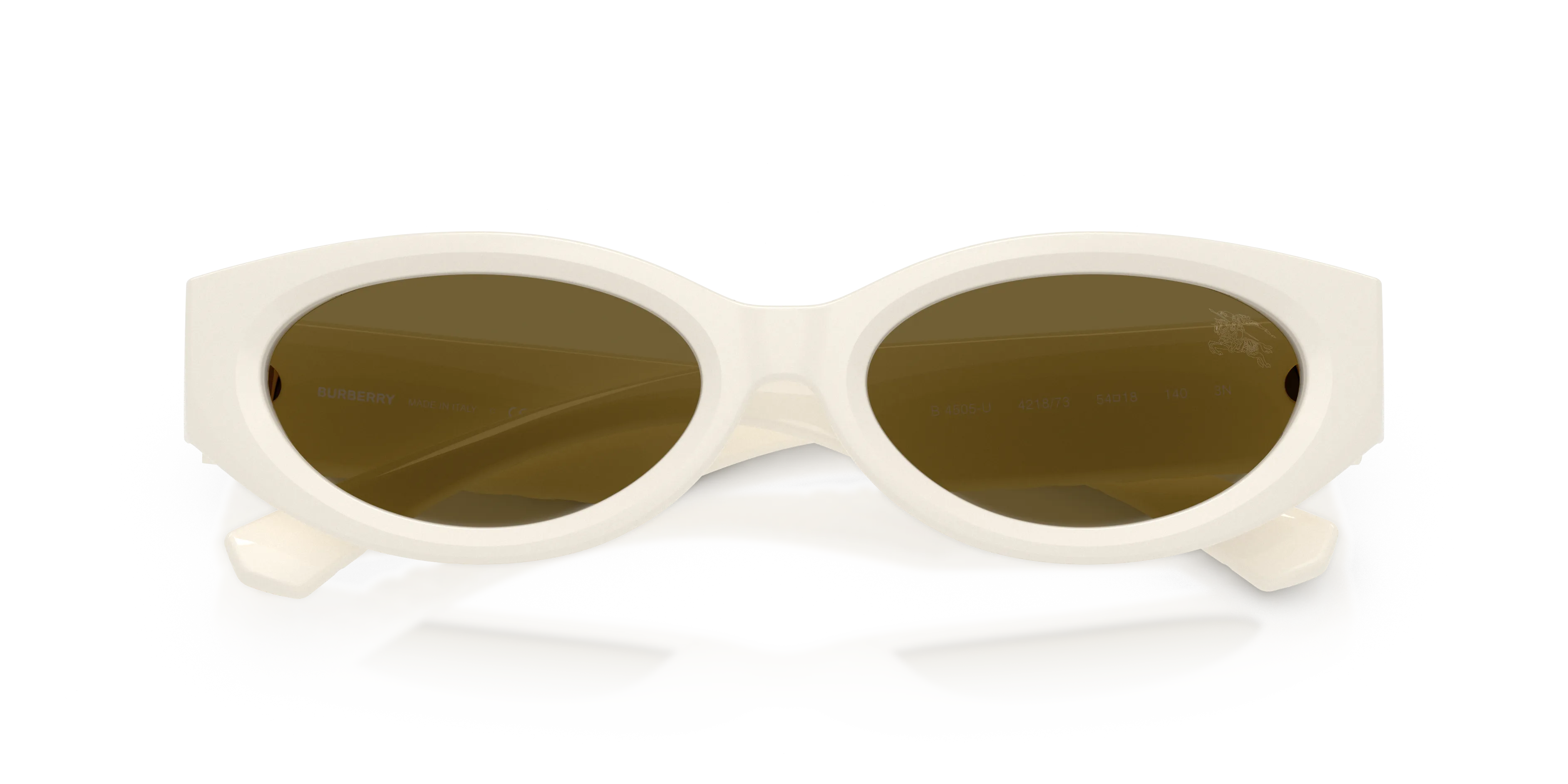 Burberry BE4505U 421873 Occhiali da sole Iniettato Bianco Marrone Rotonda Normale - immagine 2
