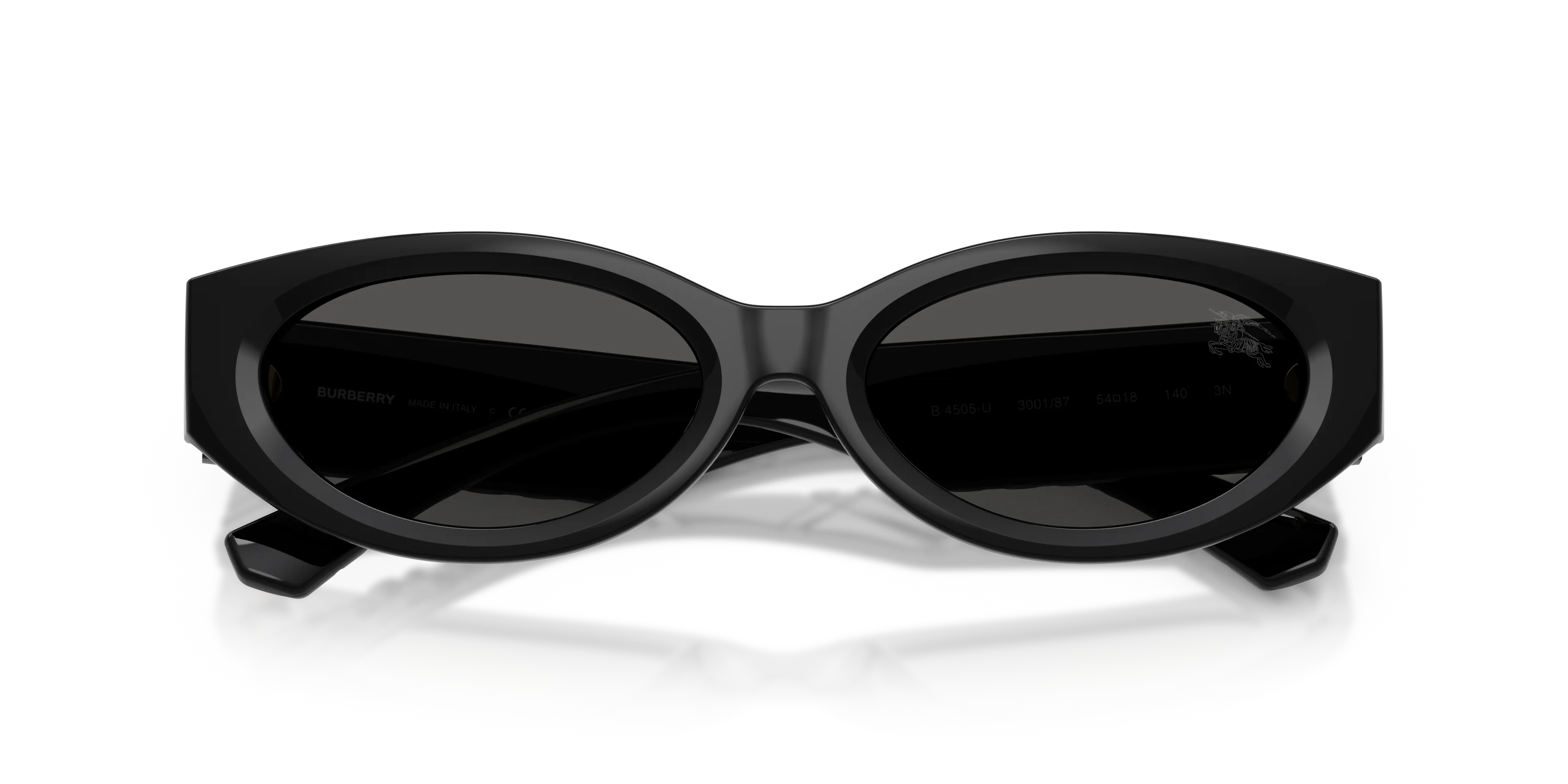 Burberry BE4505U 300187 Occhiali da sole Iniettato Nero Grigio Rotonda Normale - immagine 2