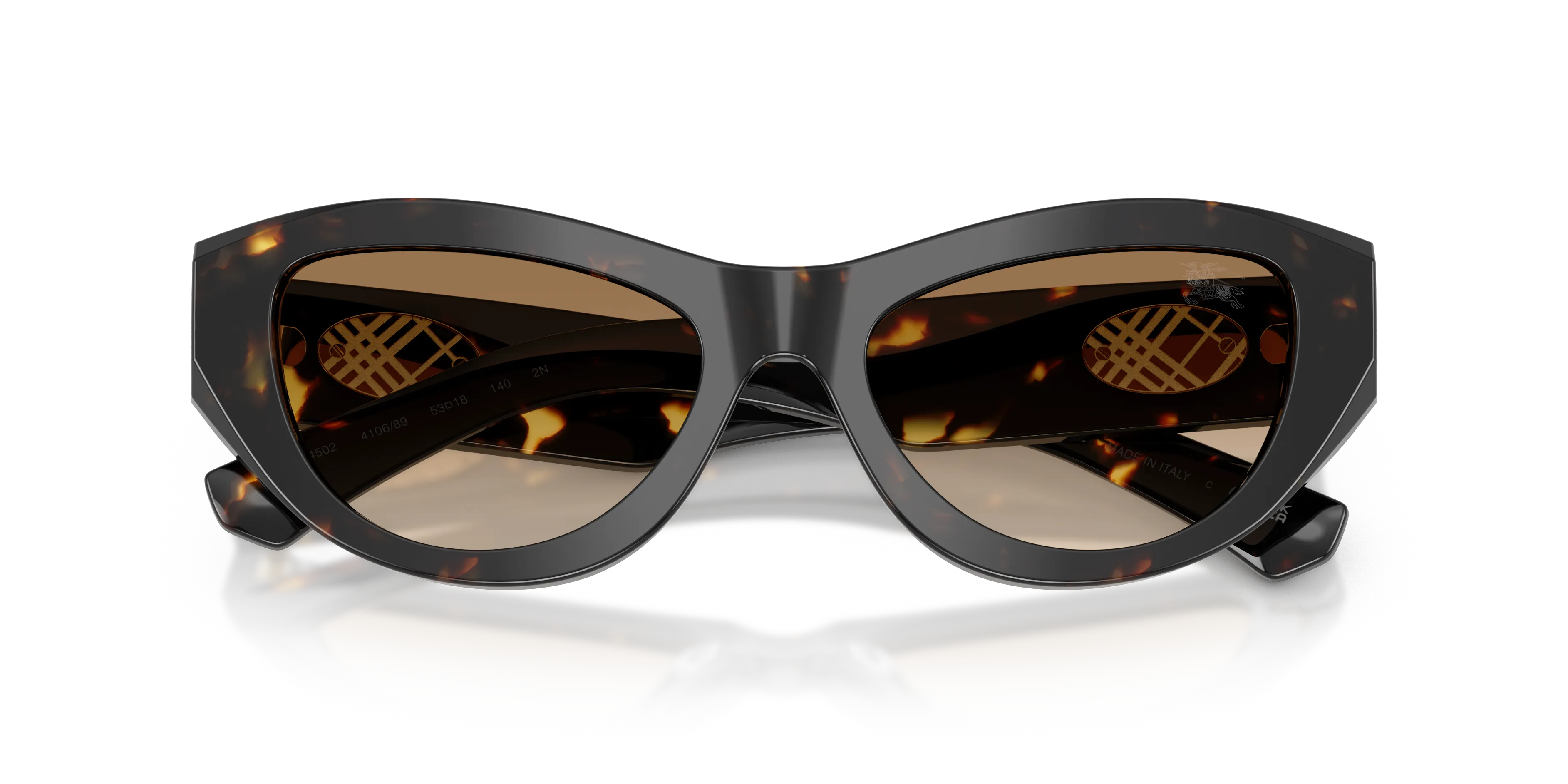 Burberry BE4502 410689 Occhiali da sole Acetato Tartaruga Marrone Cat Eye Normale Sfumato - immagine 2